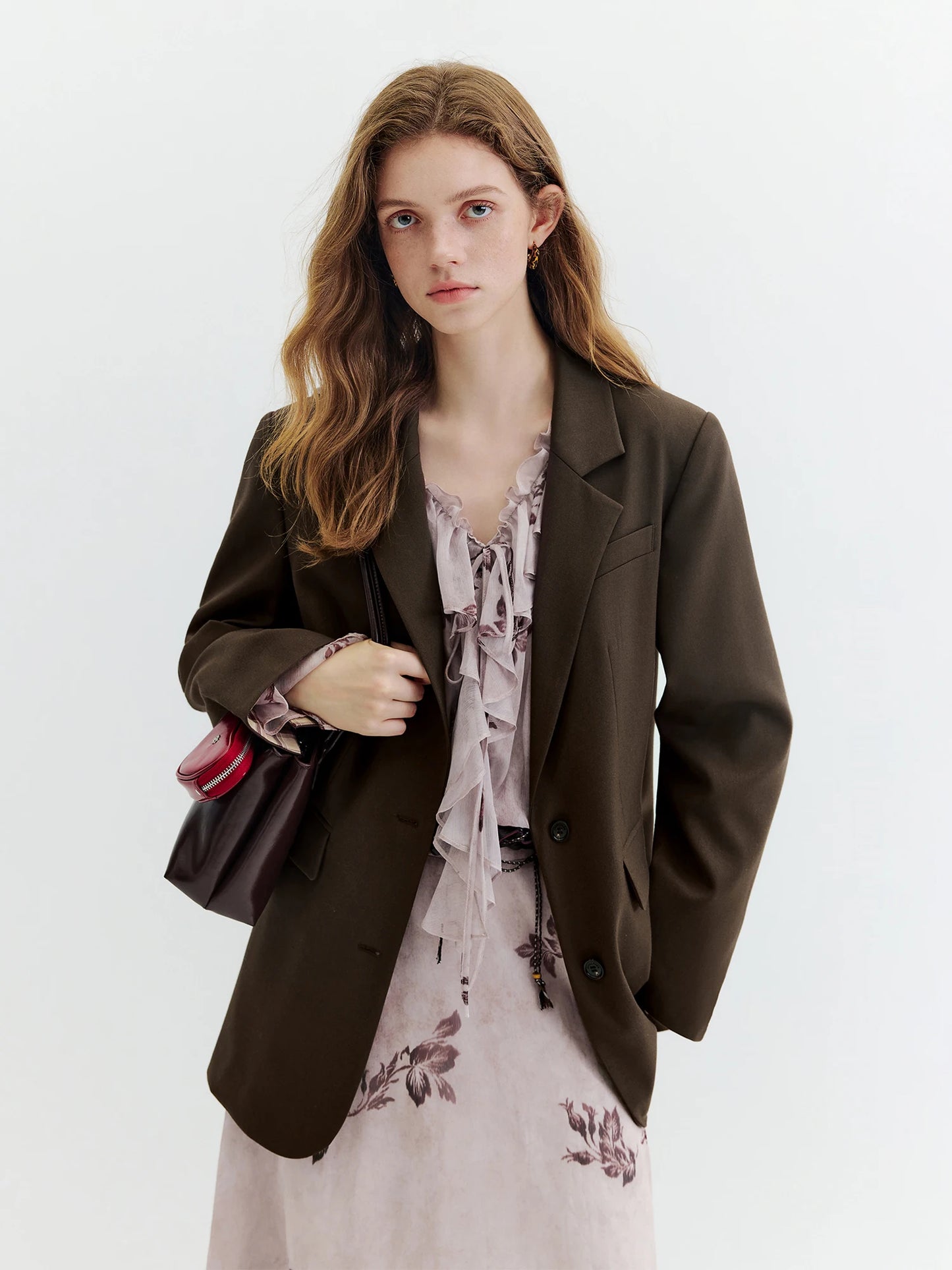 Charcoal Contrast Cuff Oversized Blazer