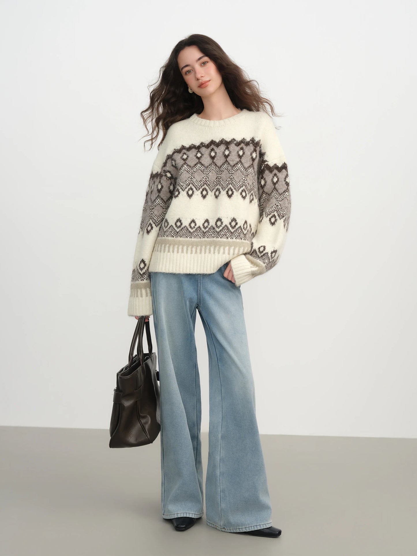 Light Wash Embroidered Wide Leg Jeans