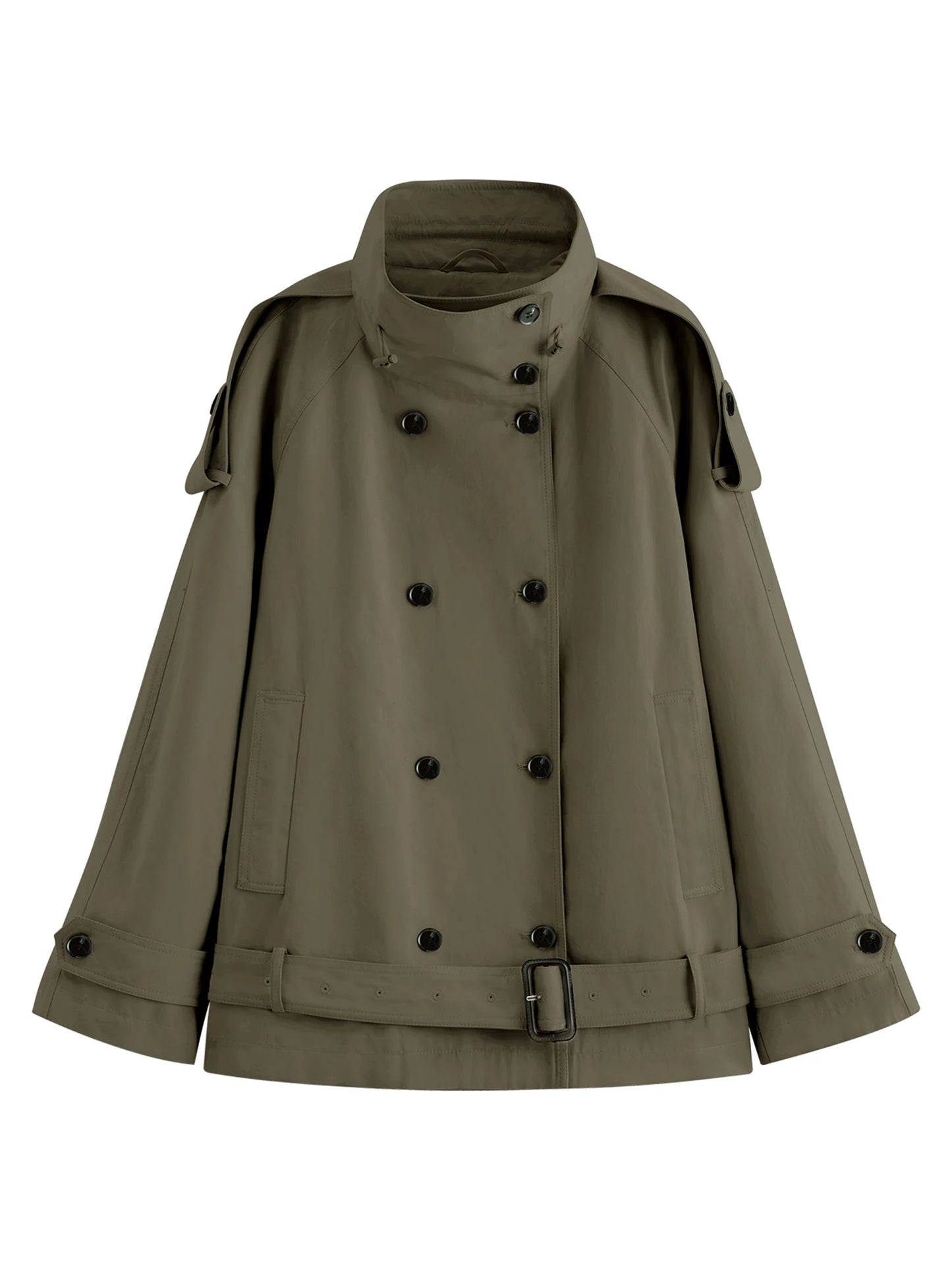 Olive High Collar Cropped Utility Trench