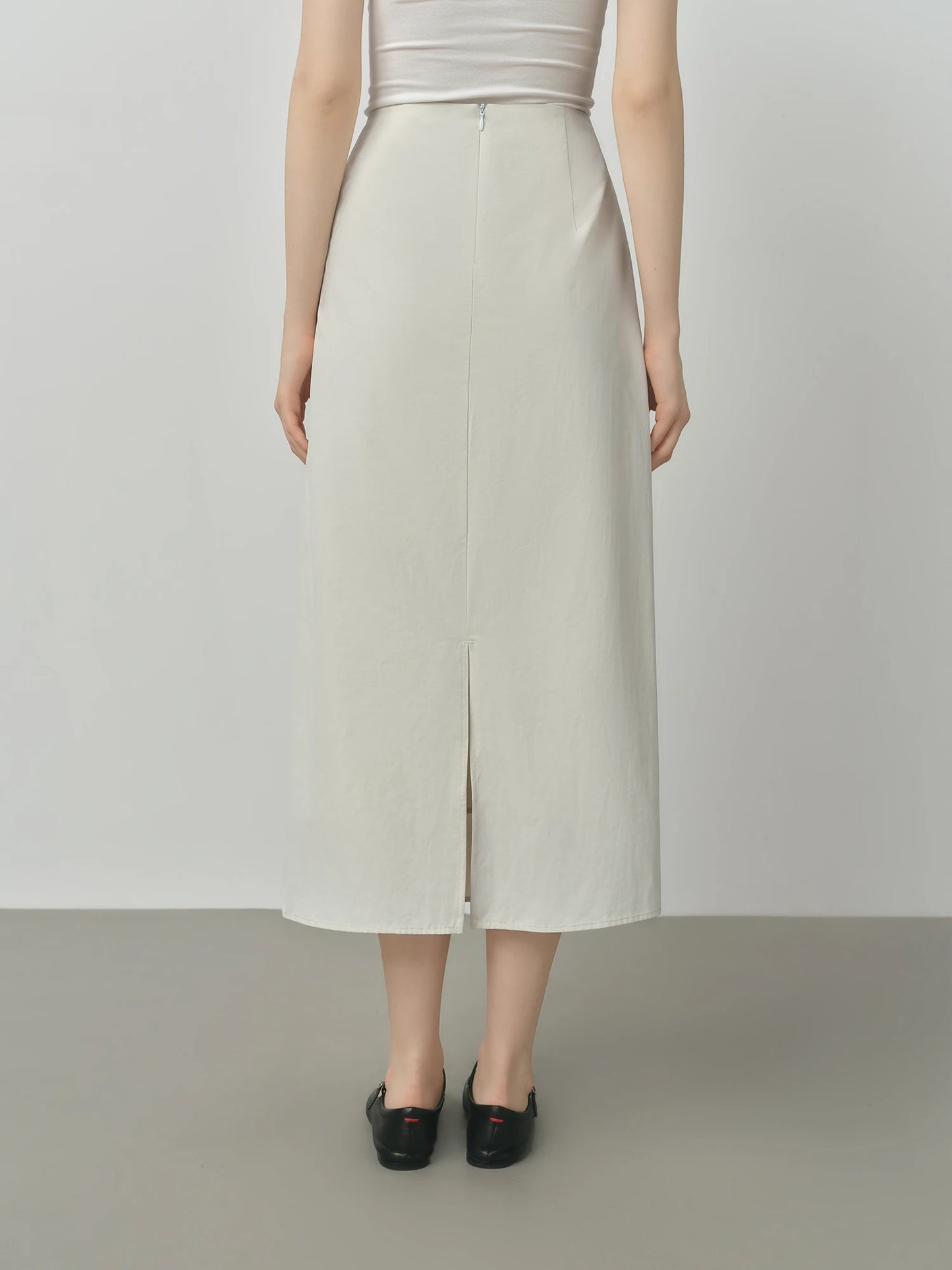 Ivory Asymmetric Wrap Midi Skirt