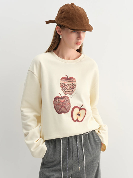 Ivory Apple Graphic Sweatshirt