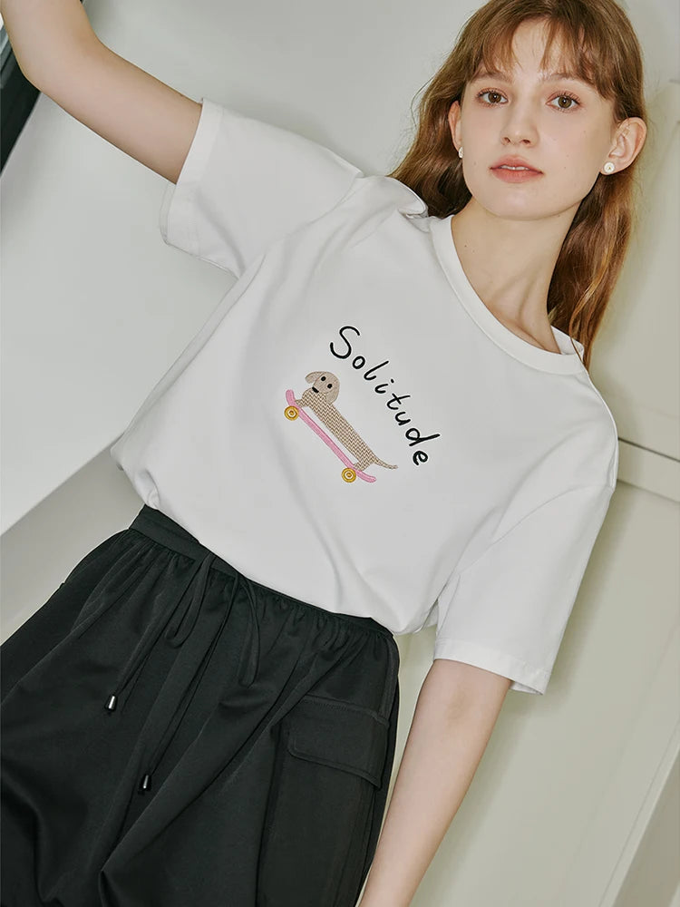 Navy Graphic Cotton Crewneck Tee