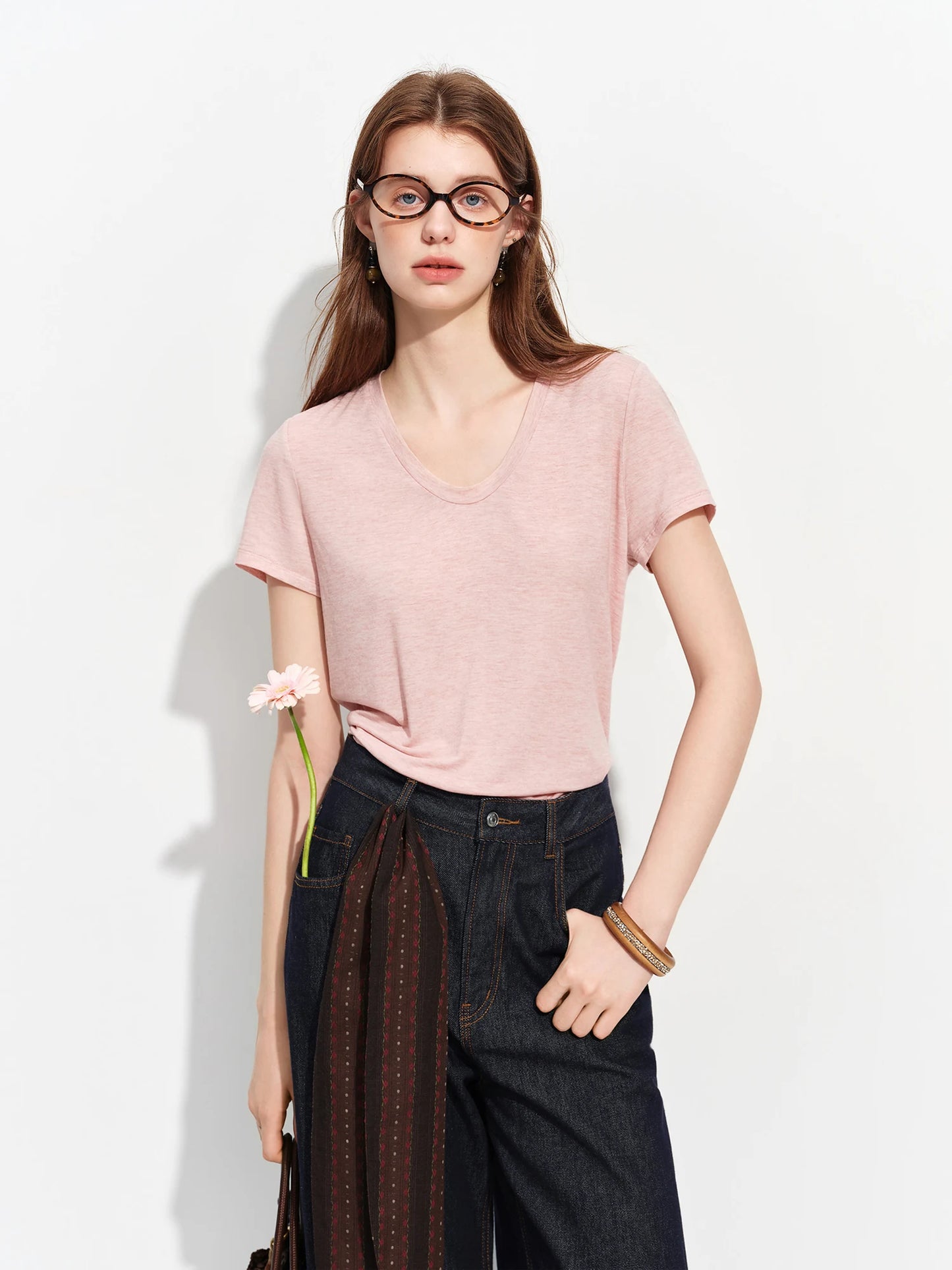 Charcoal Structured Shoulder Cotton Tee
