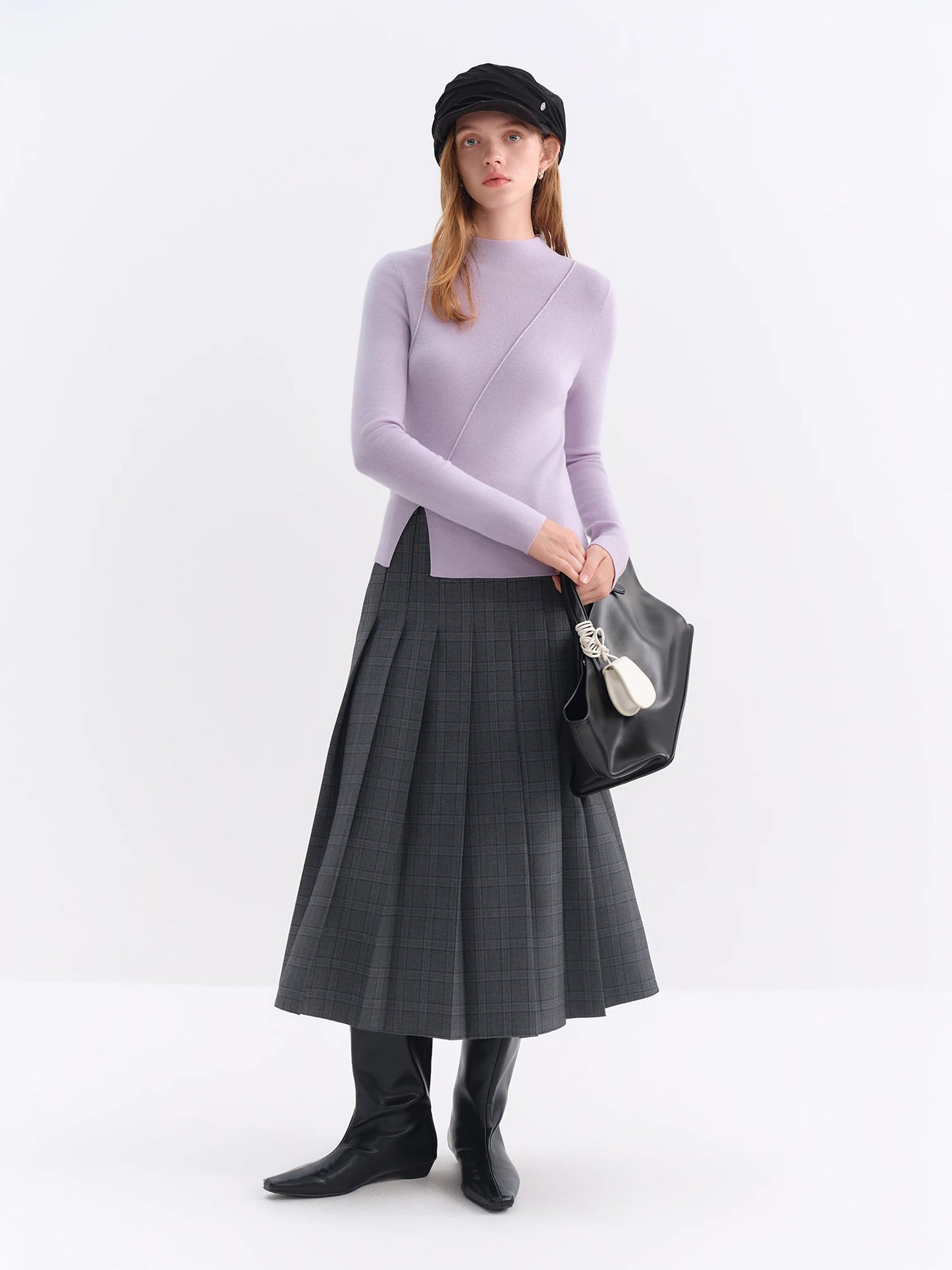 Lilac Asymmetric Hem Knit Top