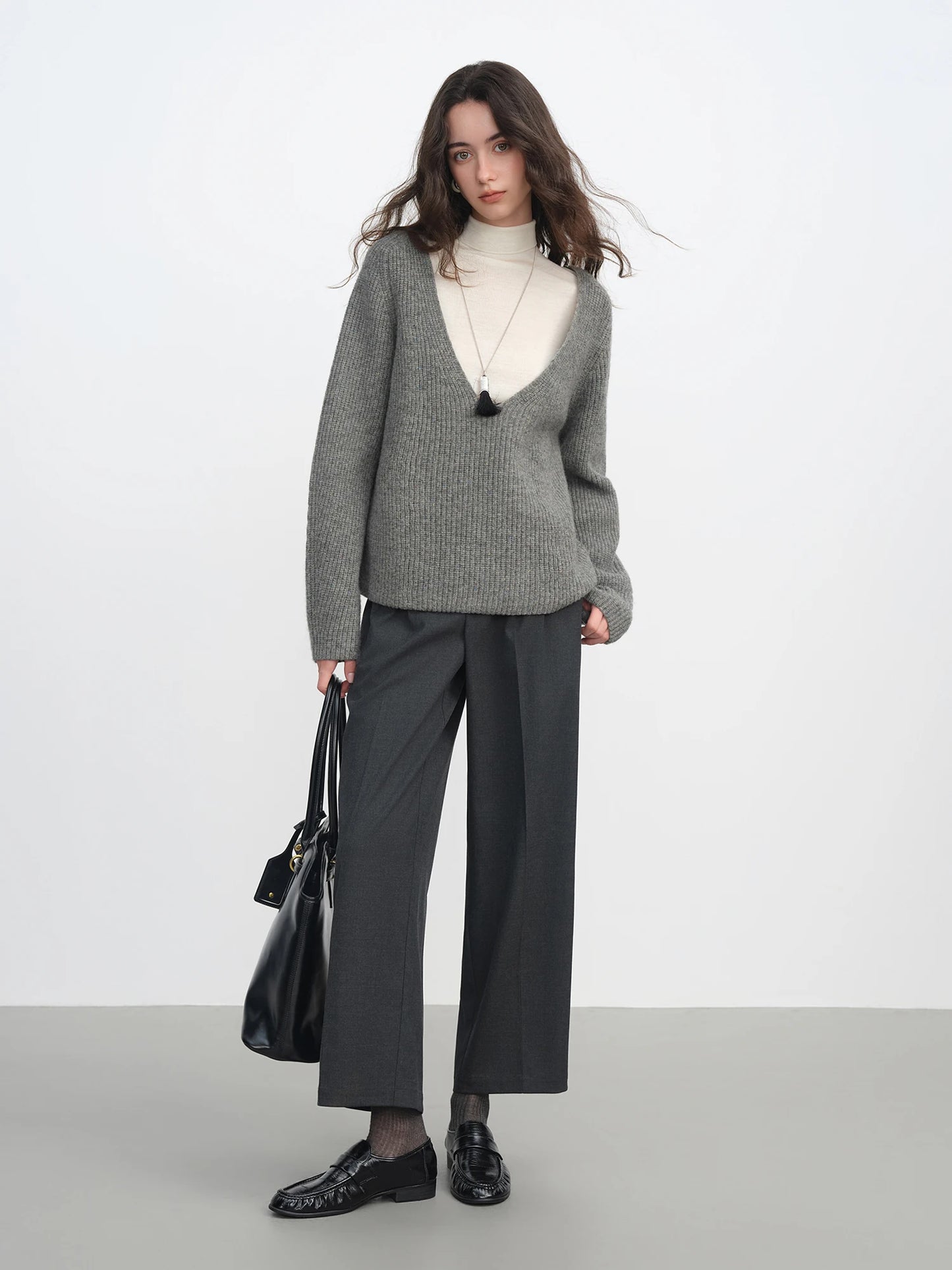 Charcoal Relaxed Straight Leg Trousers