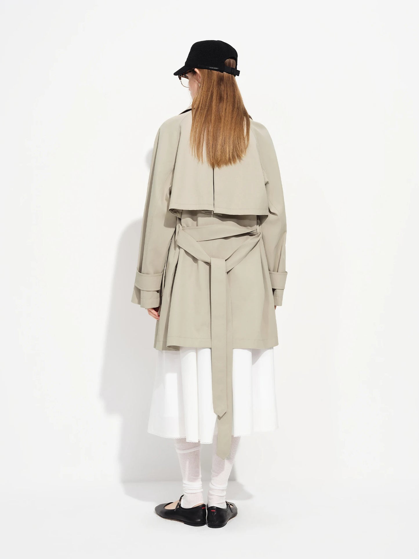 Dark Taupe Double Breasted Belted Trench