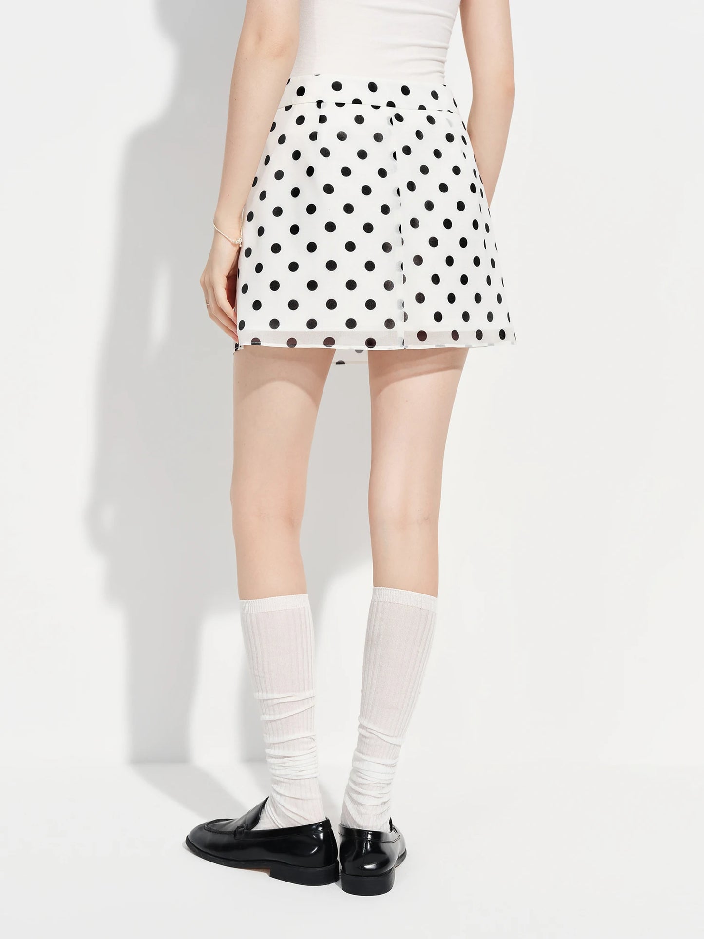 Ivory Polka Dot A-Line Mini Skirt