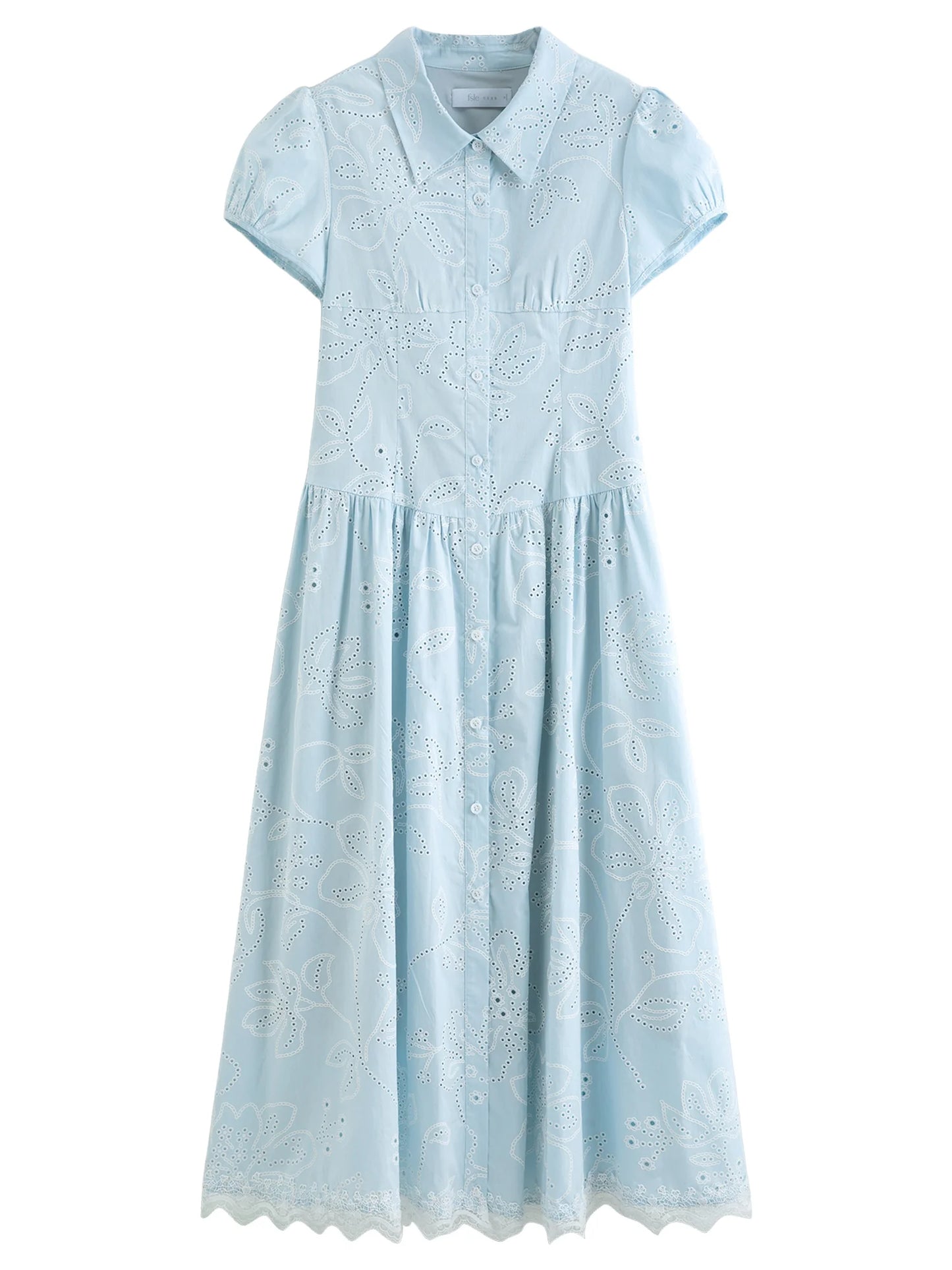 White Eyelet Shirt Maxi Dress
