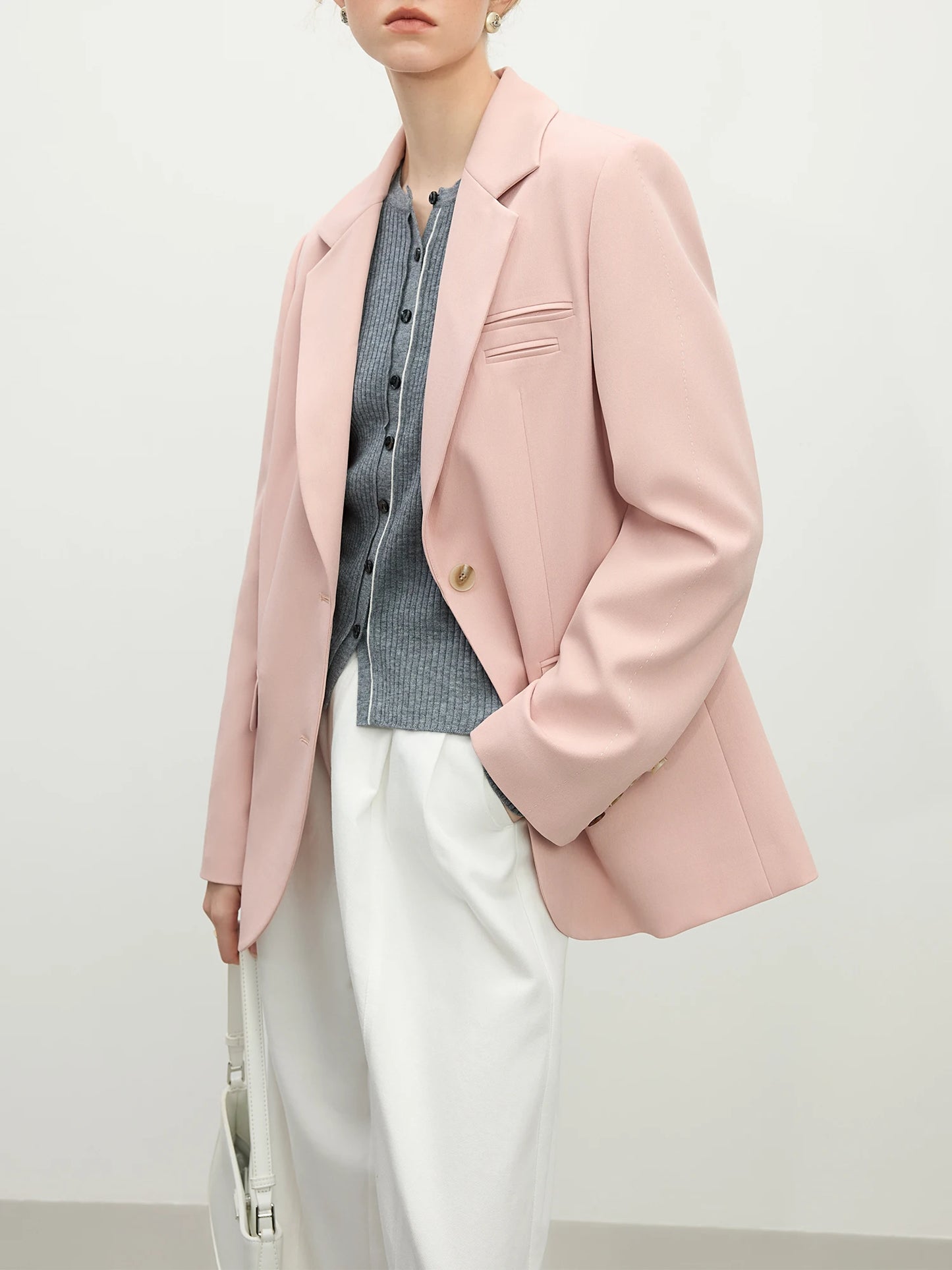 Blush Single Button Tailored Blazer