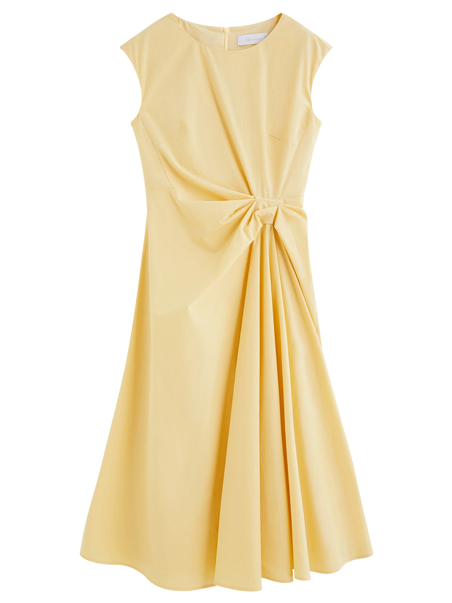 Butter Yellow Wrap Waist Midi Dress