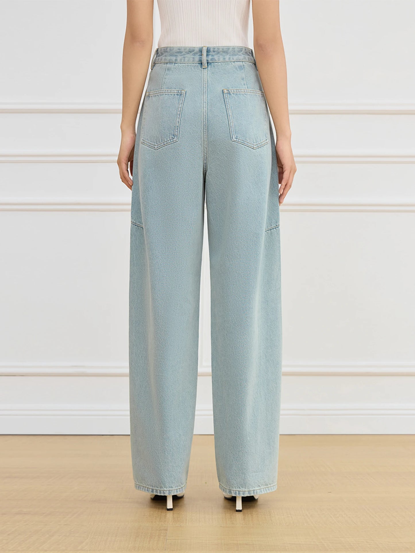 White Front Slit Wide Leg Jeans