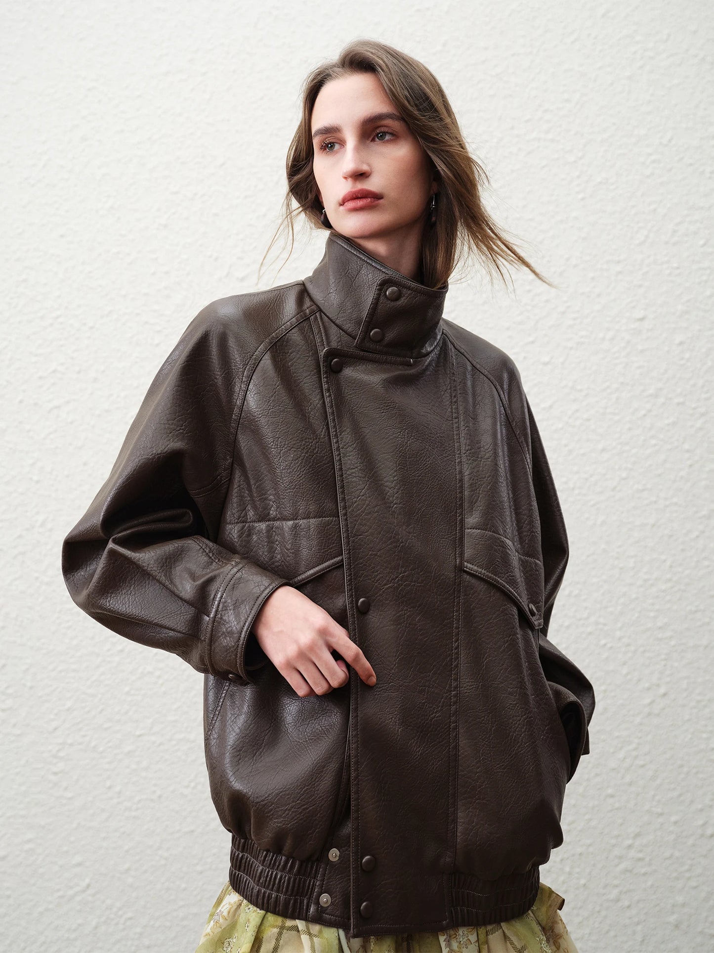 Dark Brown Oversized Leather Jacket