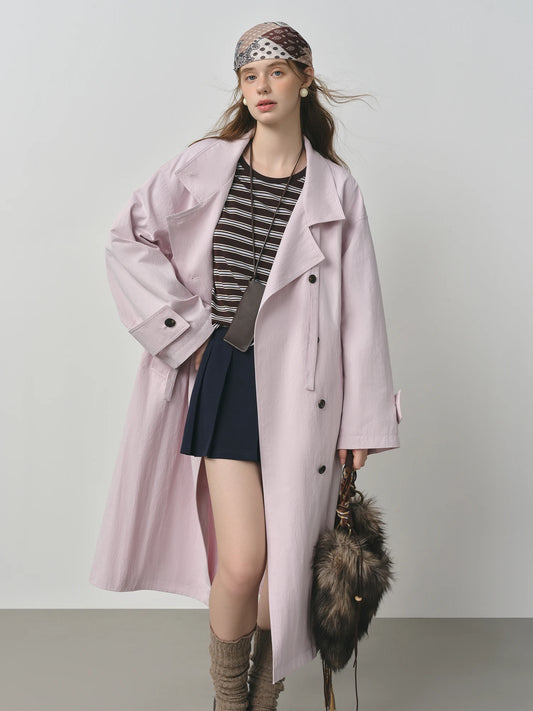 Blush Oversized Lapel Long Trench