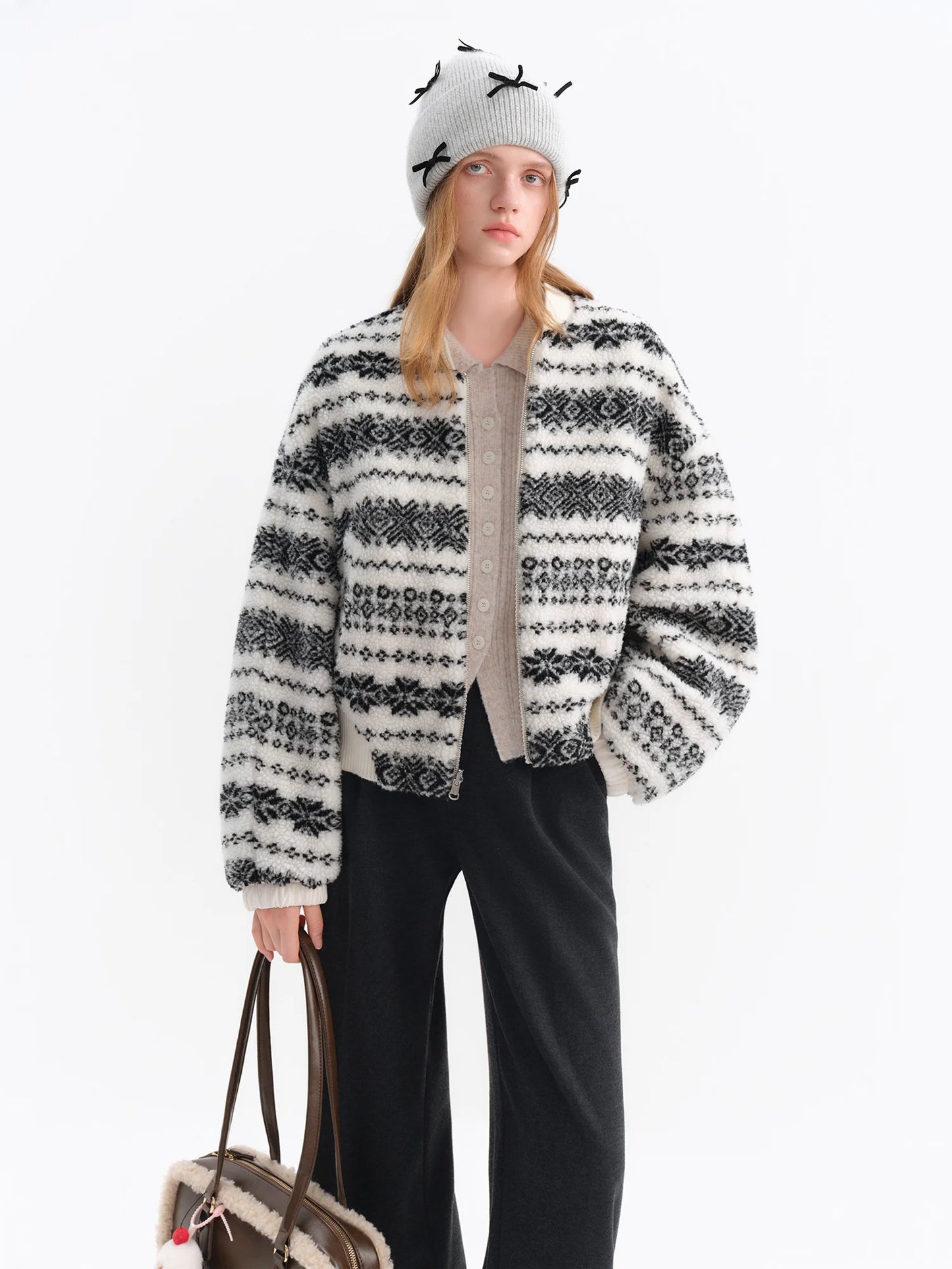 Black White Pattern Reversible Jacket