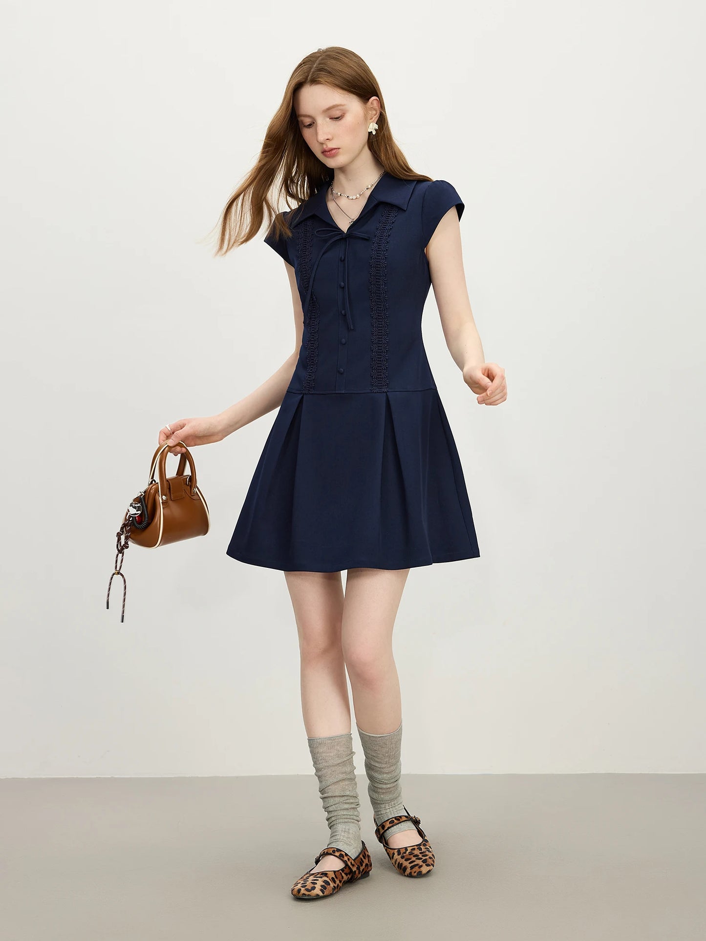 Navy Button Front Mini Dress