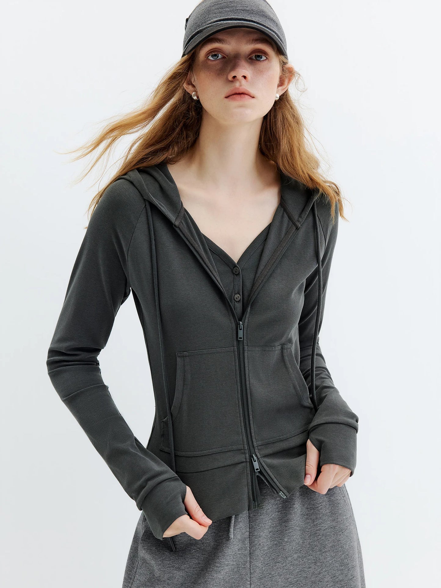 Charcoal Hooded Zip Jacket