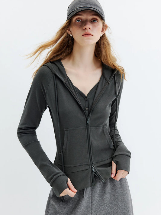 Charcoal Hooded Zip Jacket