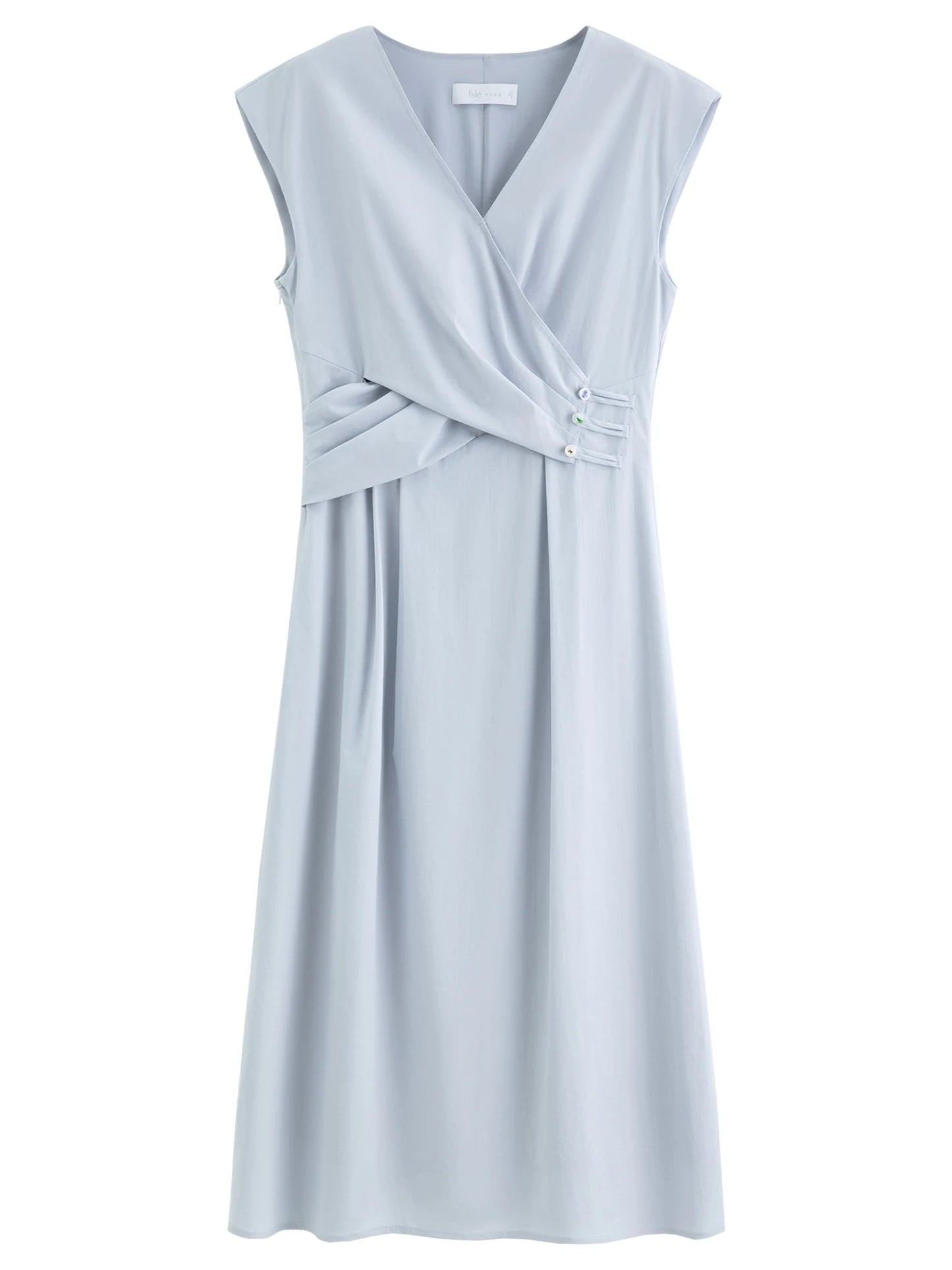 Pale Blue Wrap Front Midi Dress