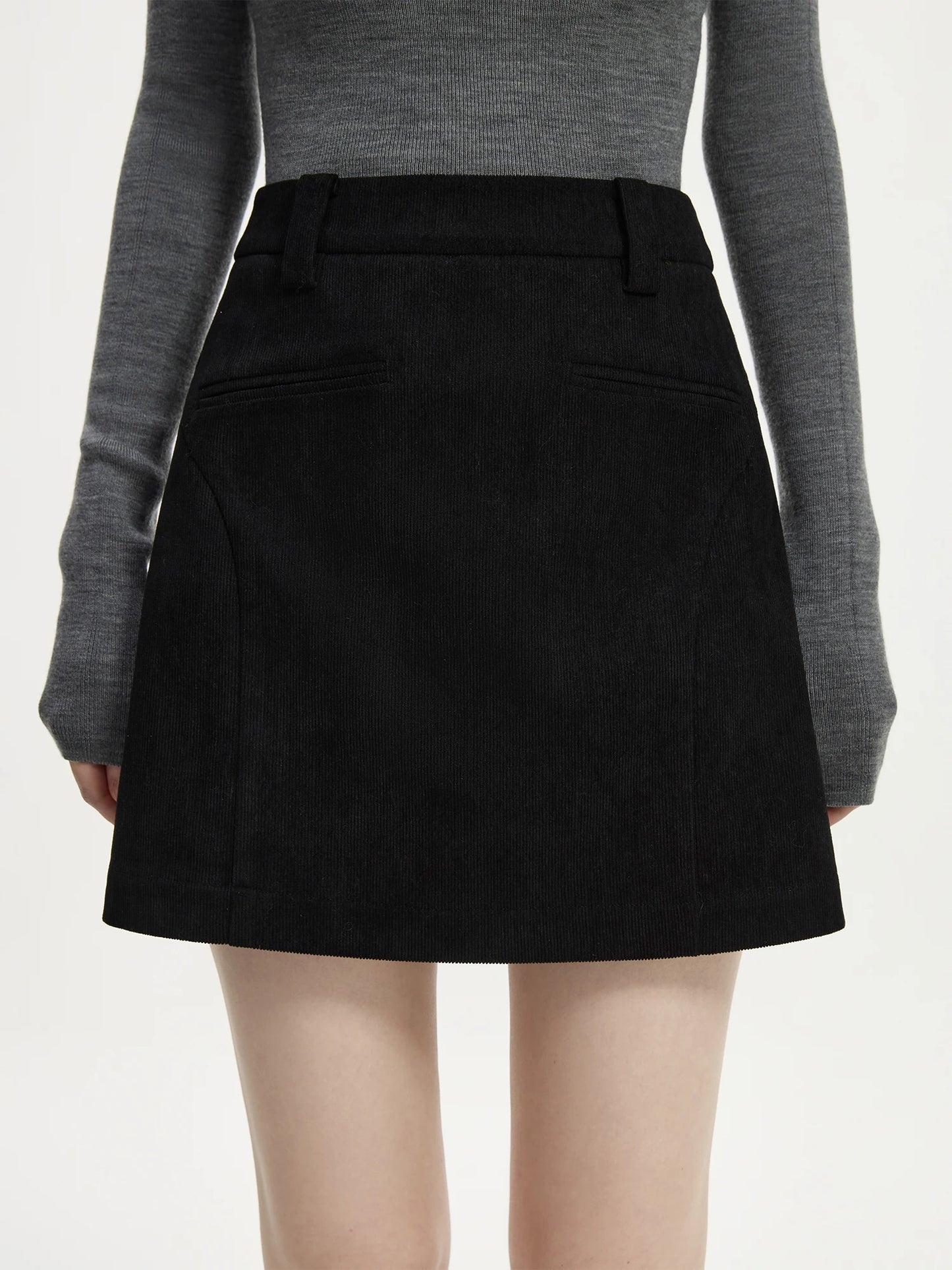 Brown Corduroy A-Line Mini Skirt