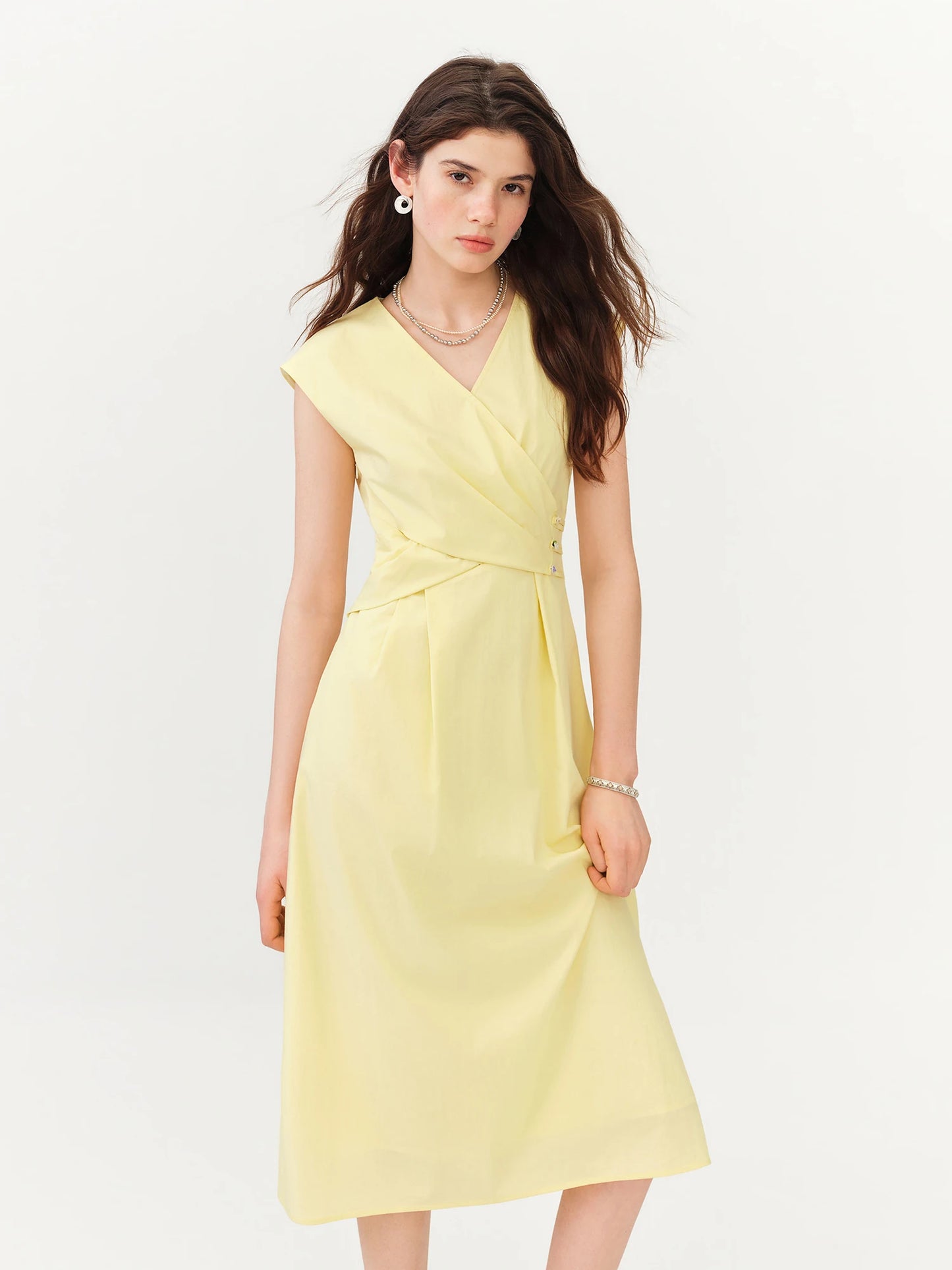 Pale Blue Wrap Front Midi Dress