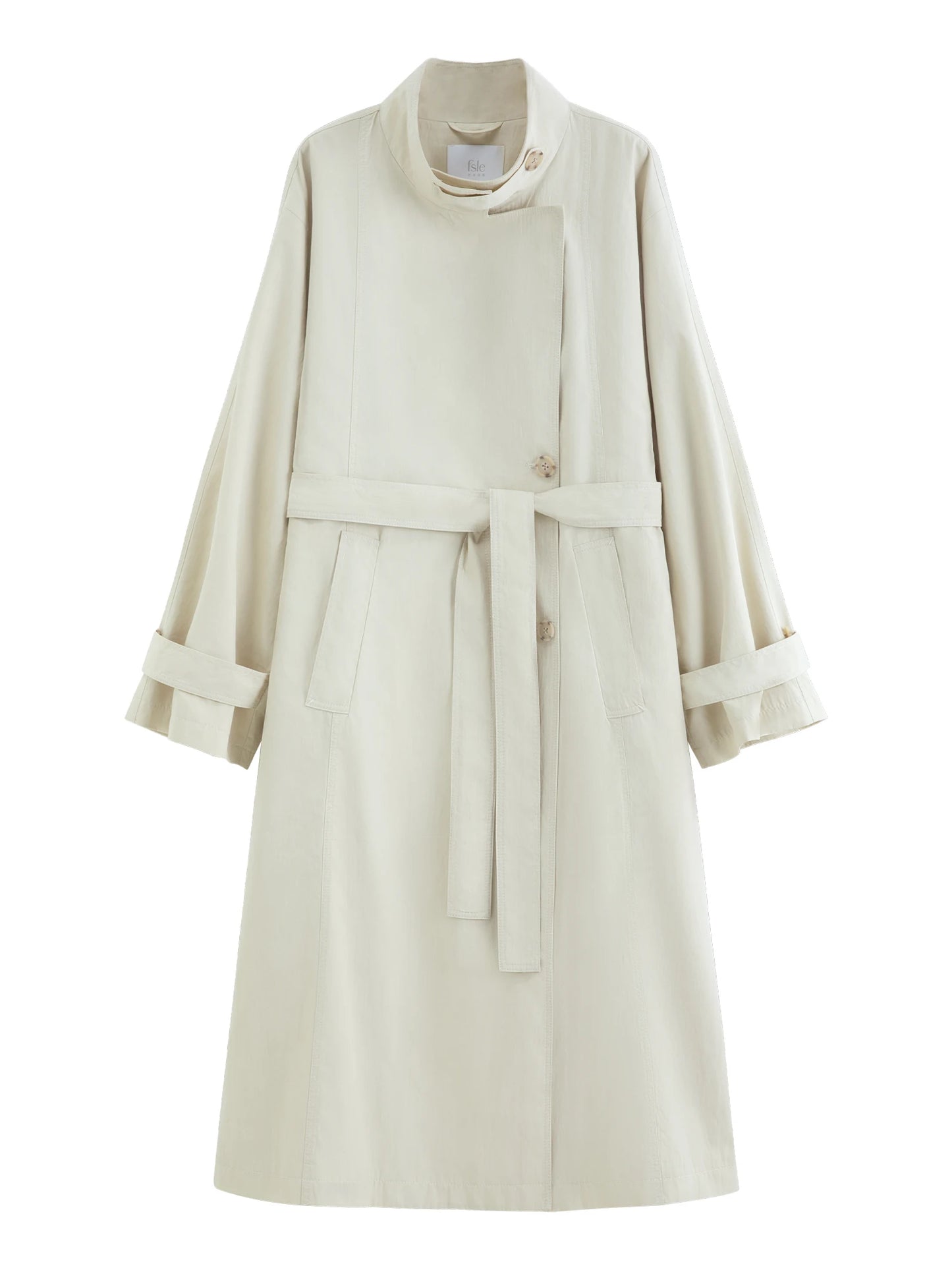 Ivory Relaxed Lapel Mid Length Trench