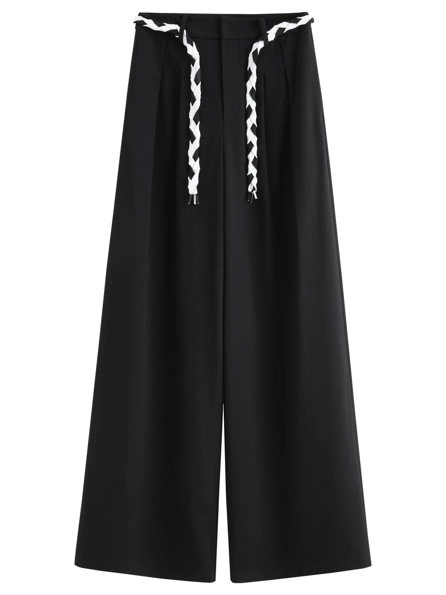 Black Chain Detail Wide Leg Pants
