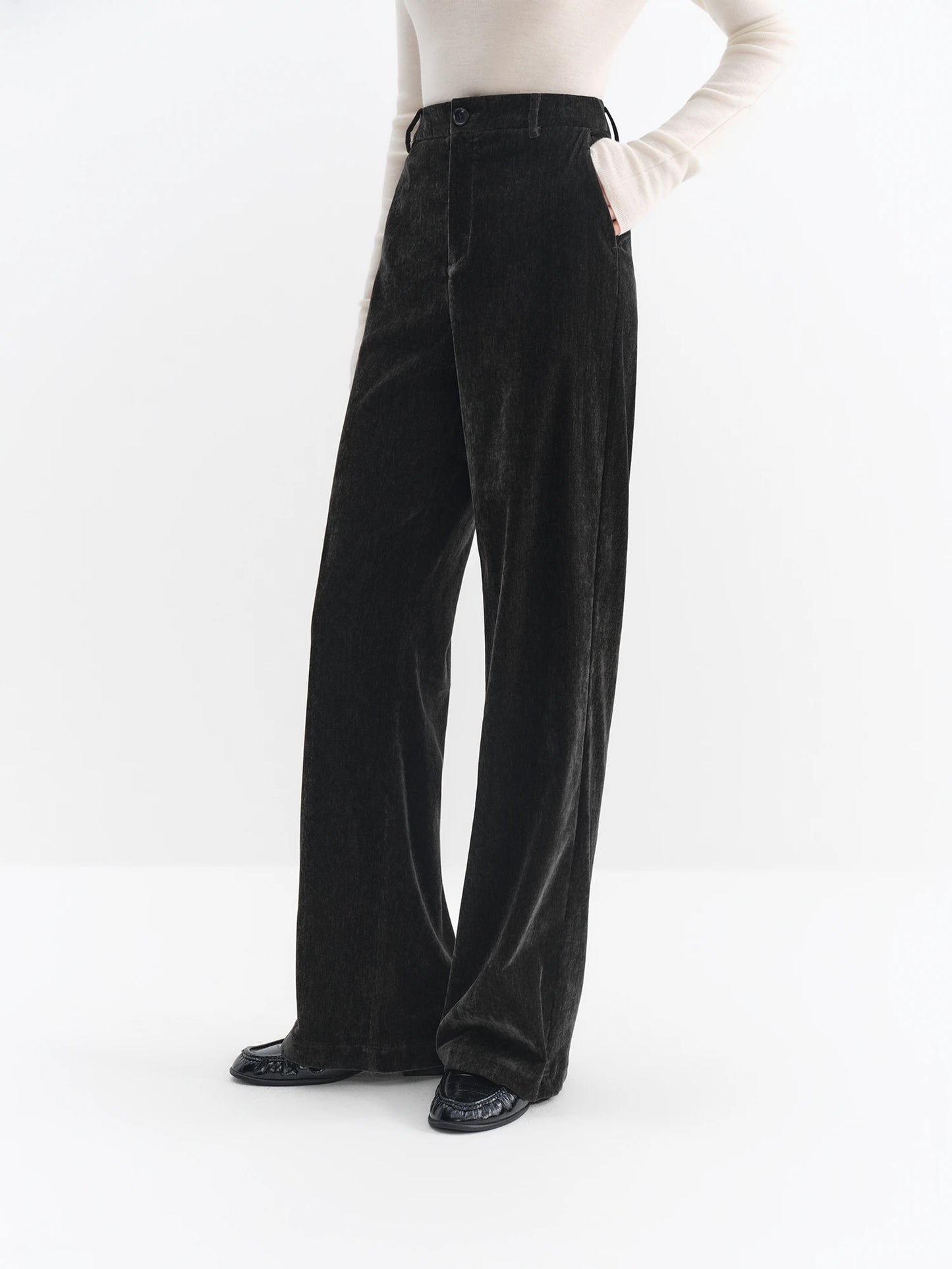 Black Velvet Straight Leg Pants