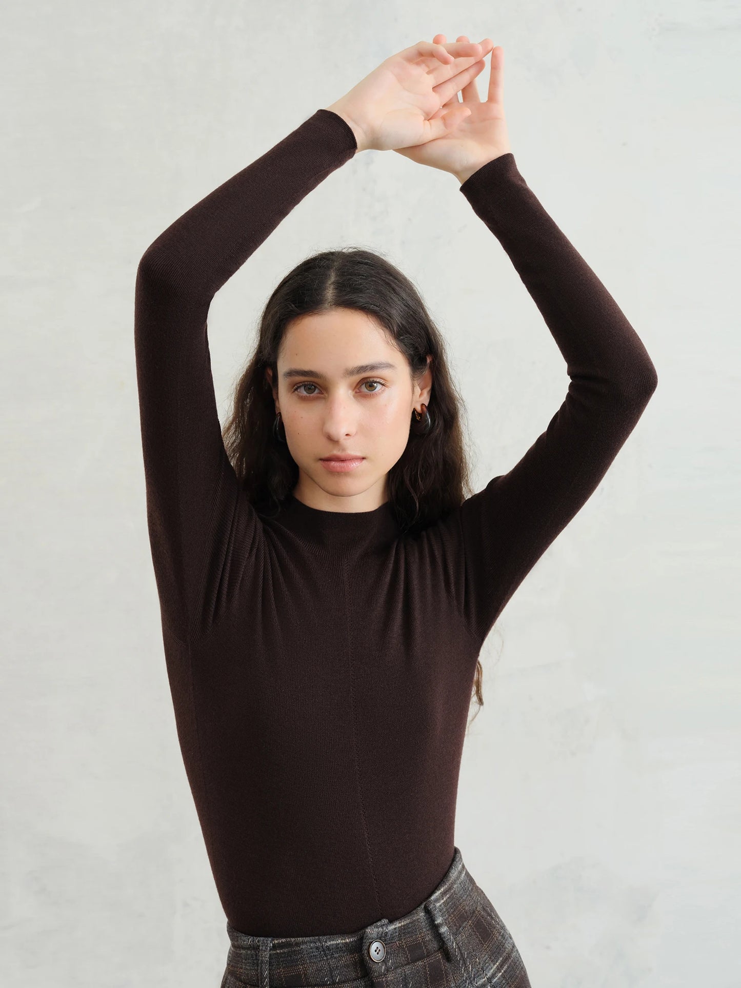 Black Slim Crew Neck Knit Top