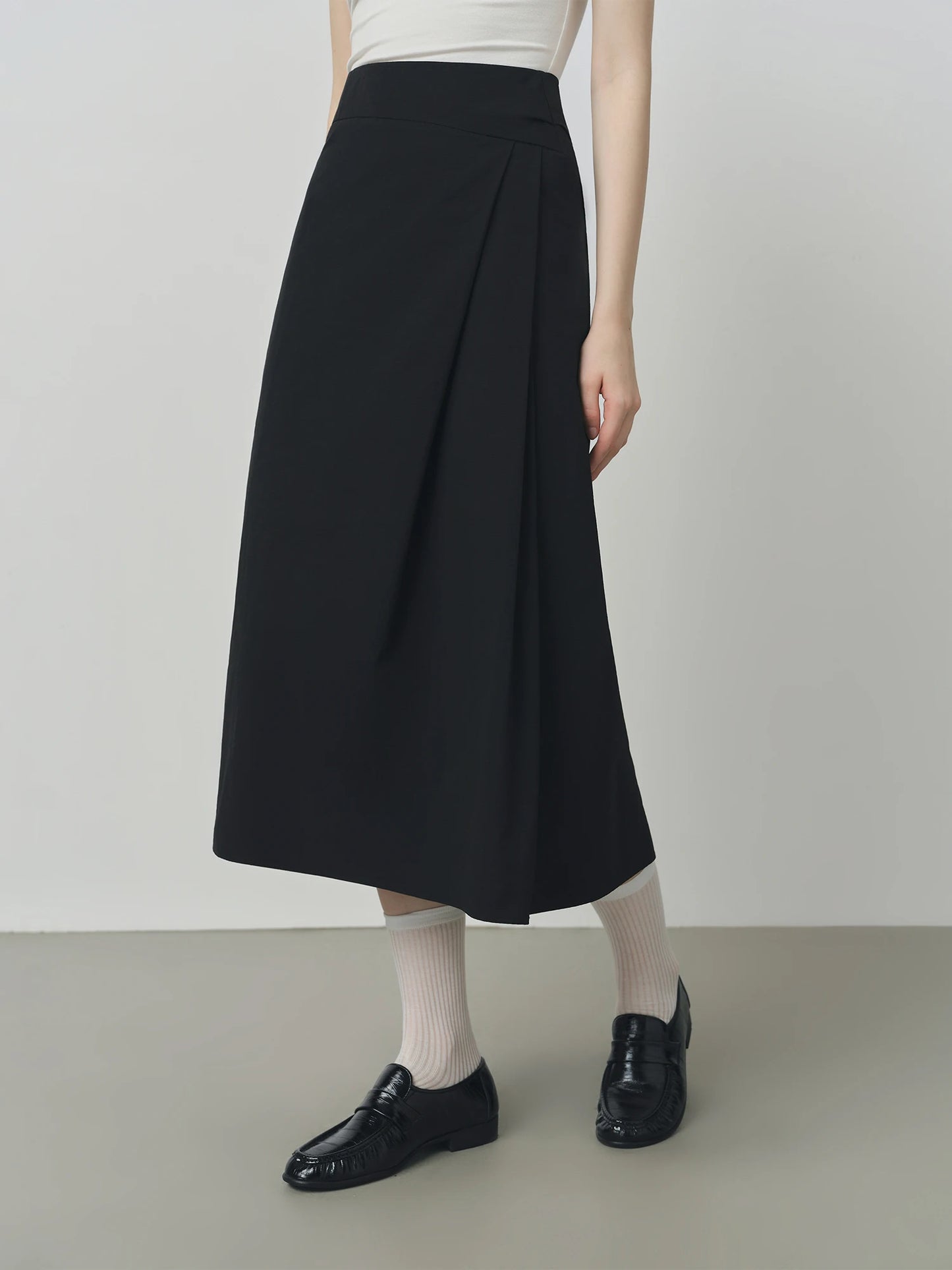 Ivory Asymmetric Wrap Midi Skirt
