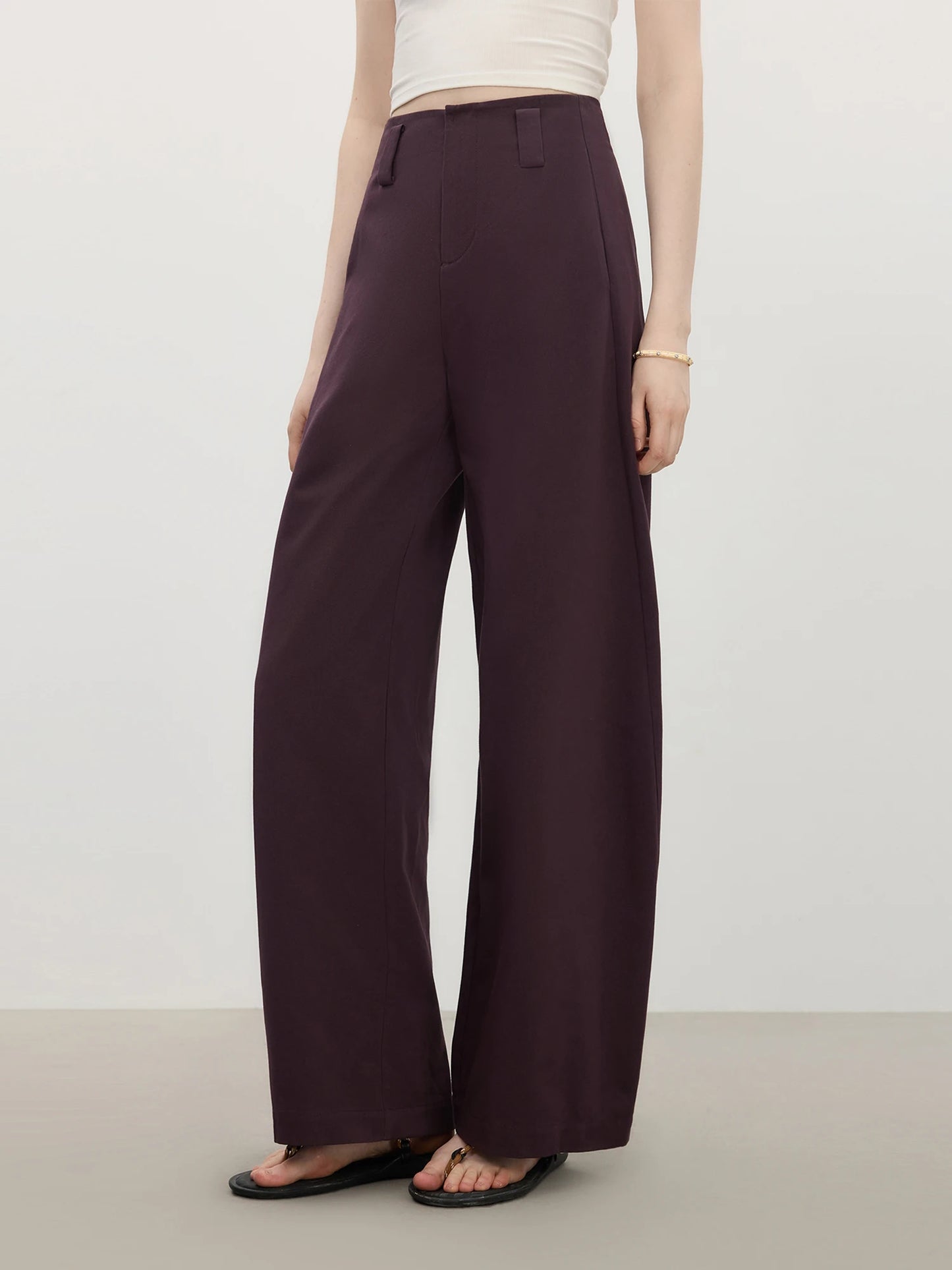 Burgundy Wide Leg Suit Trousers
