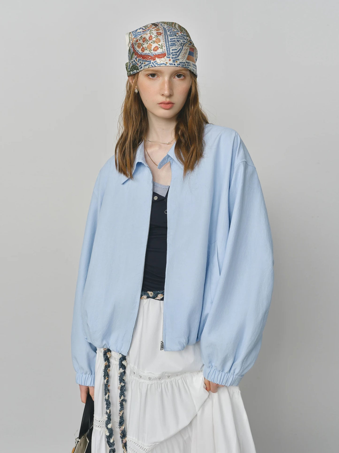Blush Turn Collar Bomber Jacket