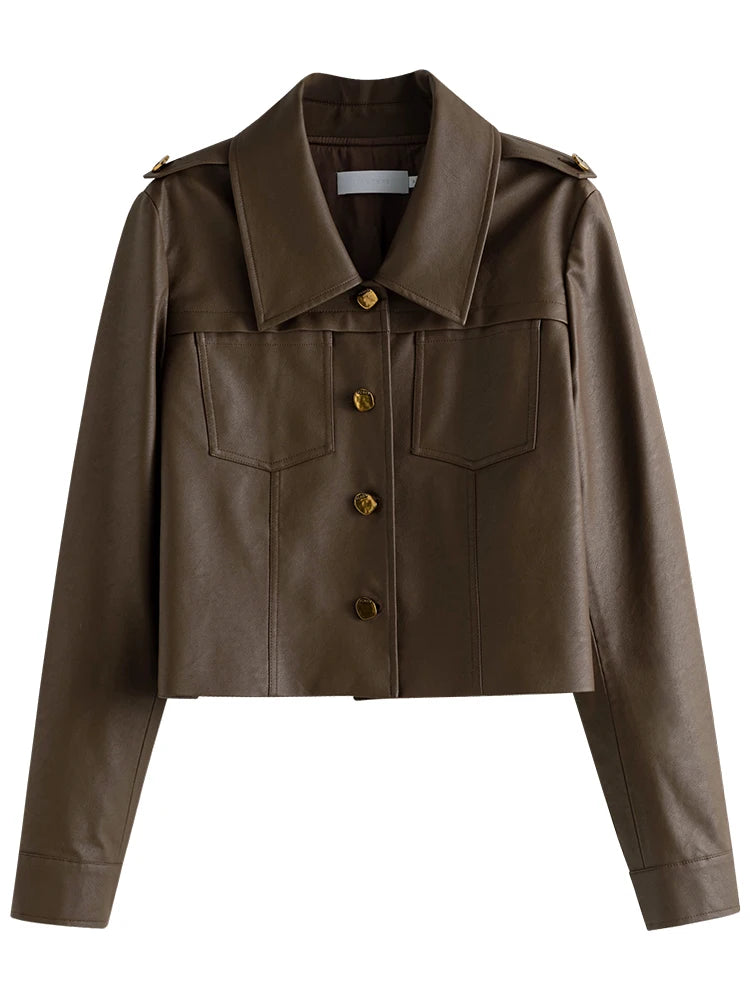 Dark Brown Leather Utility Jacket