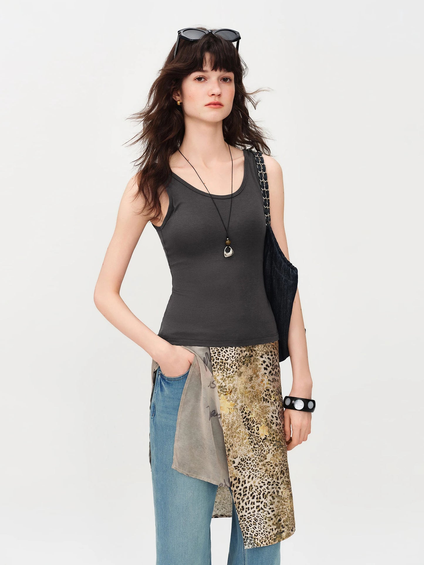 Black Built In Bra Tank Top