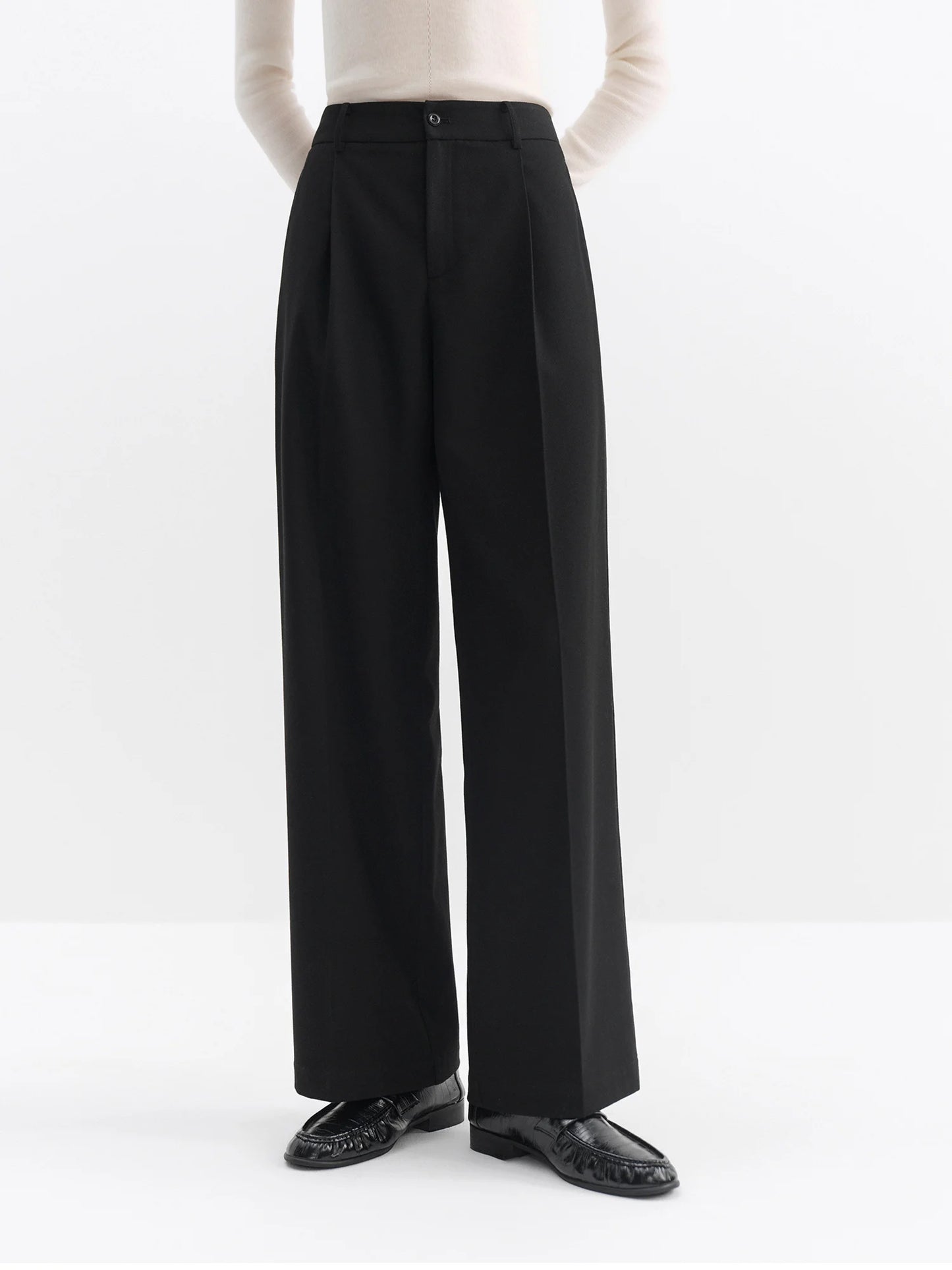 Charcoal High Waist Straight Trousers