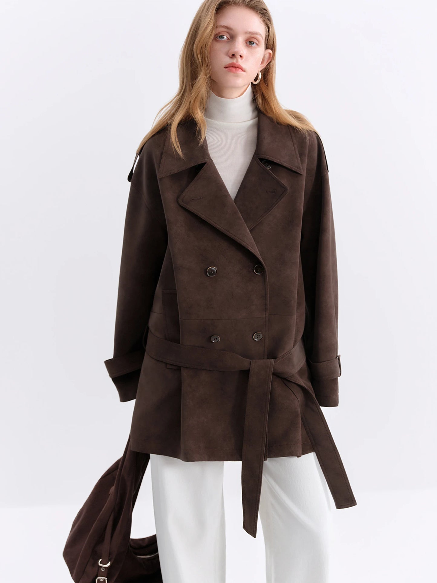 Brown Double Breasted Leather Jacket