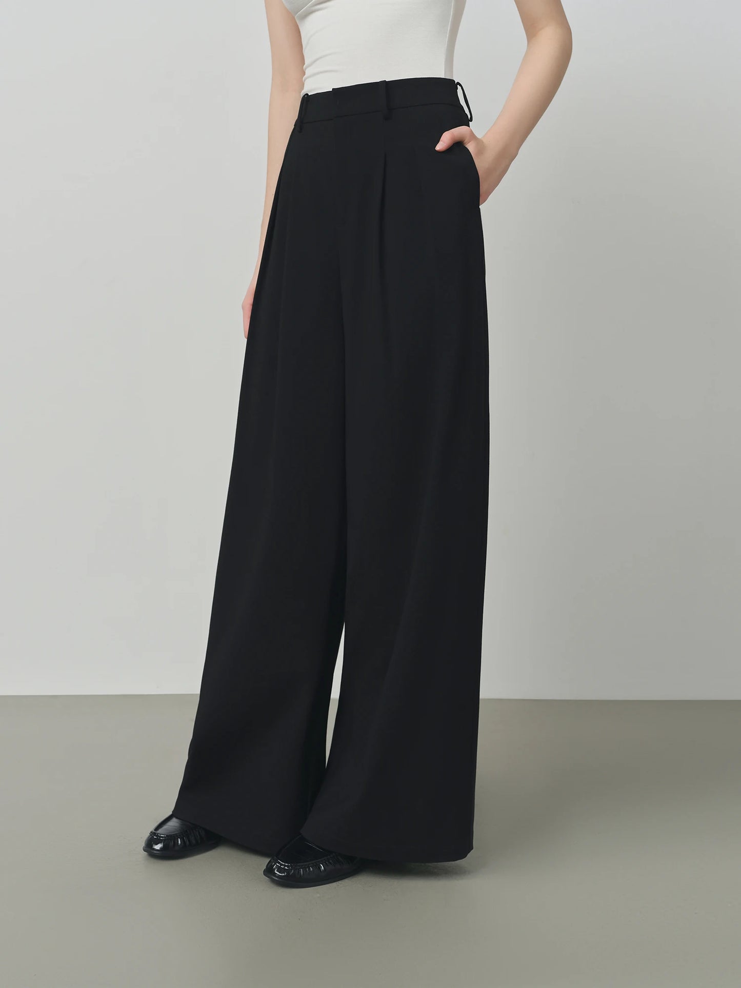 Black Chain Detail Wide Leg Pants