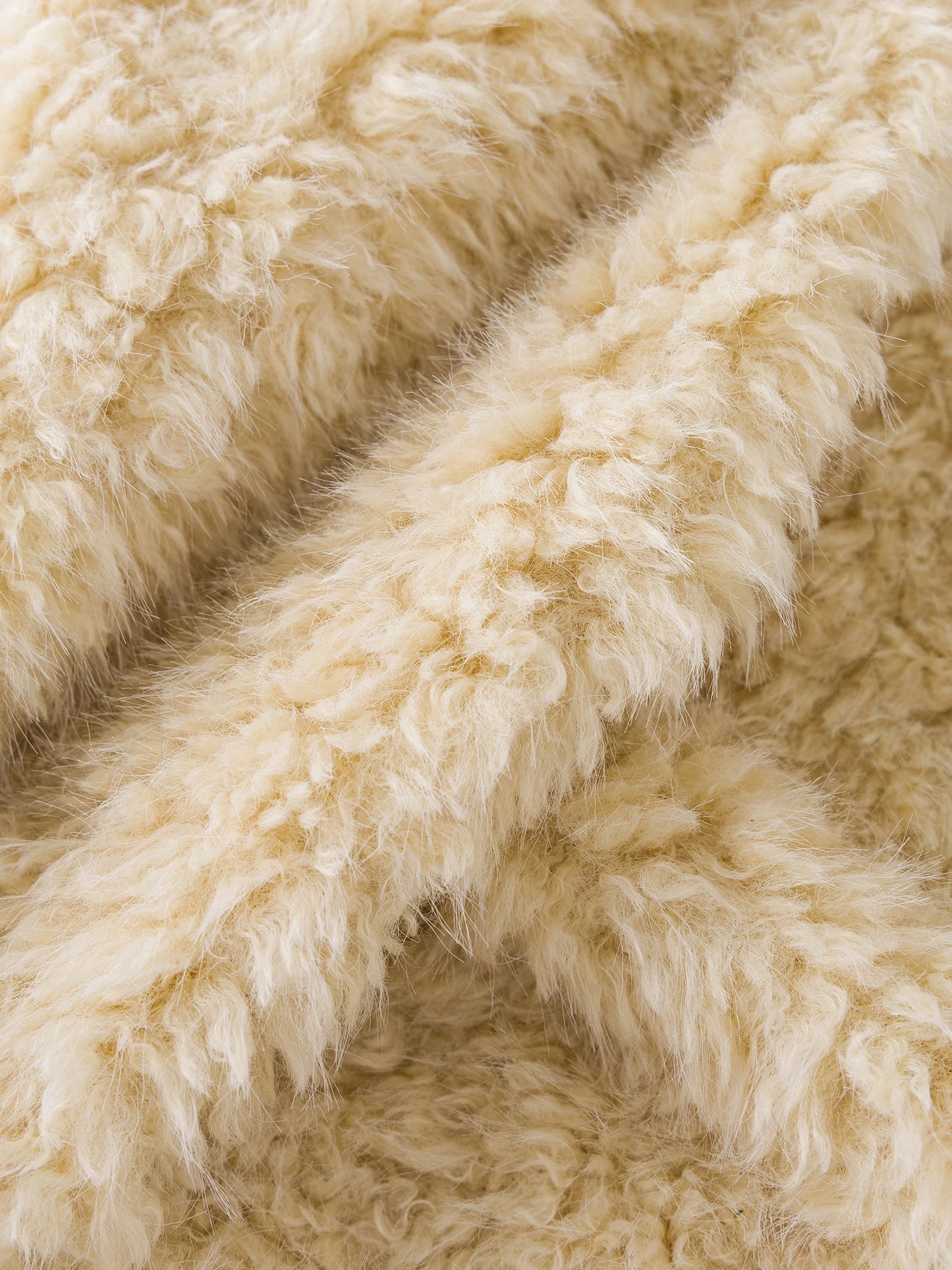 Ivory Faux Fur Bomber Jacket