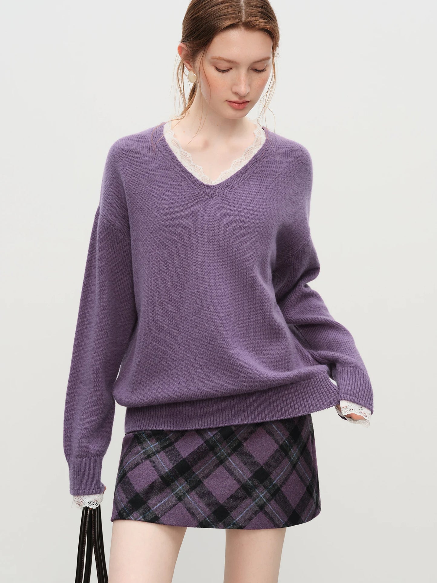 Brown Plaid A-Line Mini Skirt