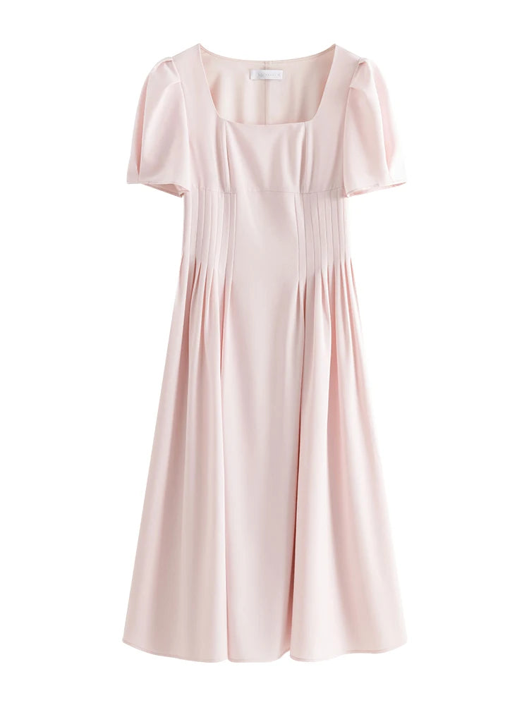 Blush Square Neck Puff Sleeve Dress