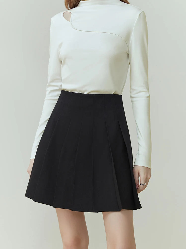 Charcoal Pleated Uniform Mini Skirt