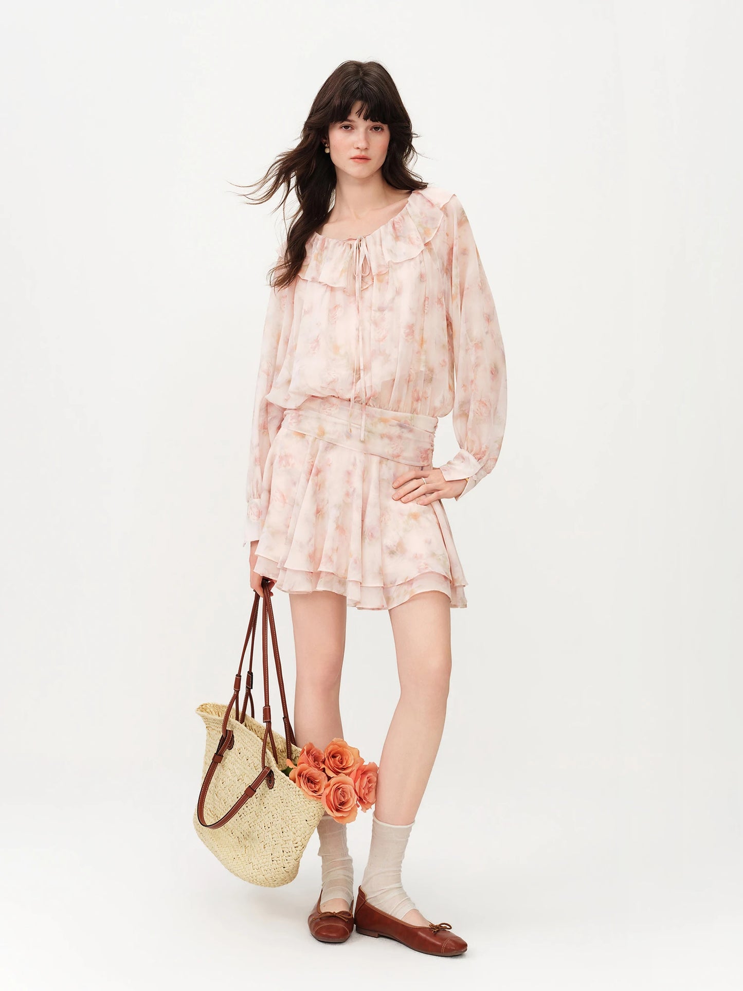 Blush Floral Ruffle Mini Dress