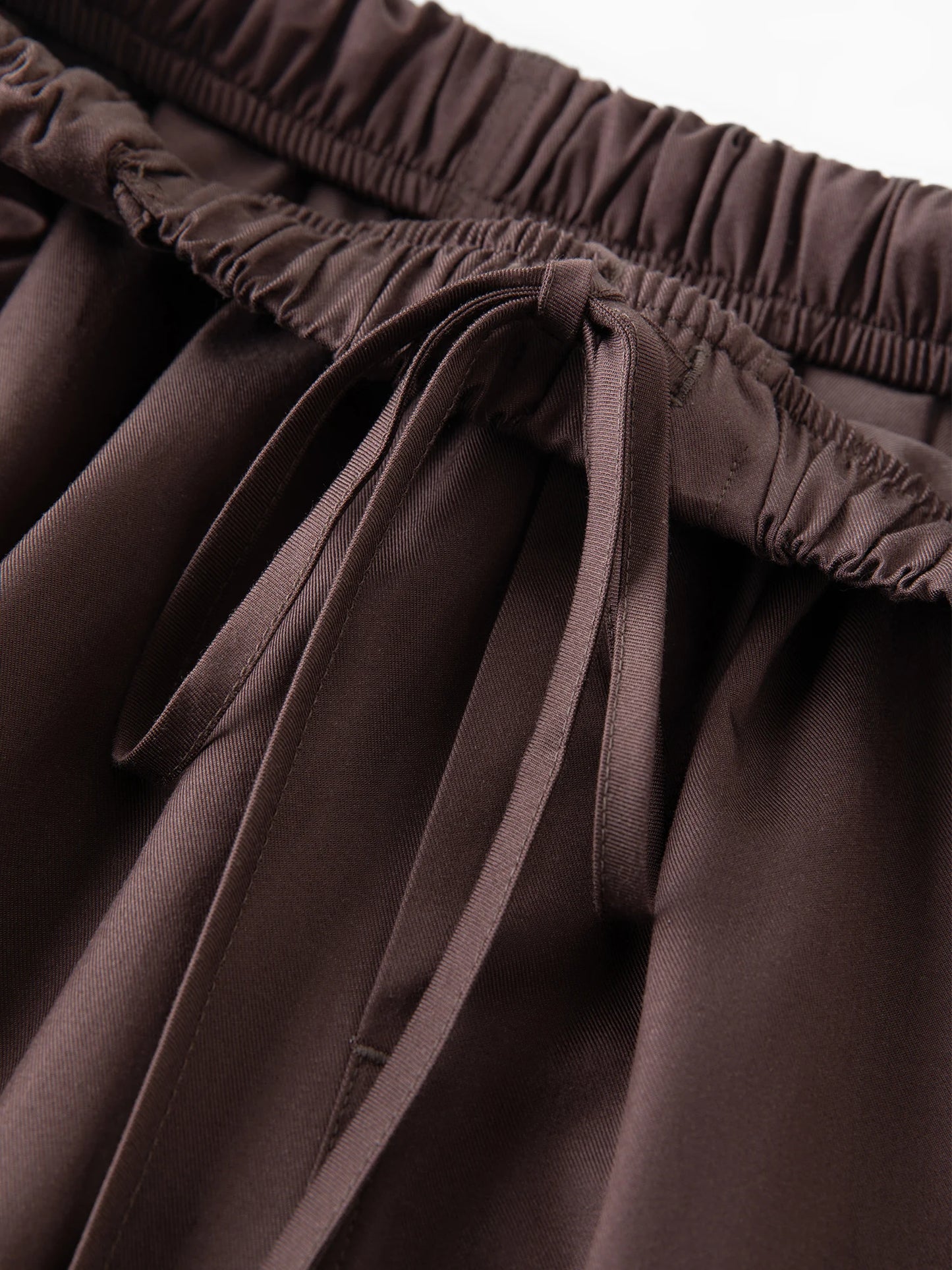 Brown Drawstring Wide Leg Pants