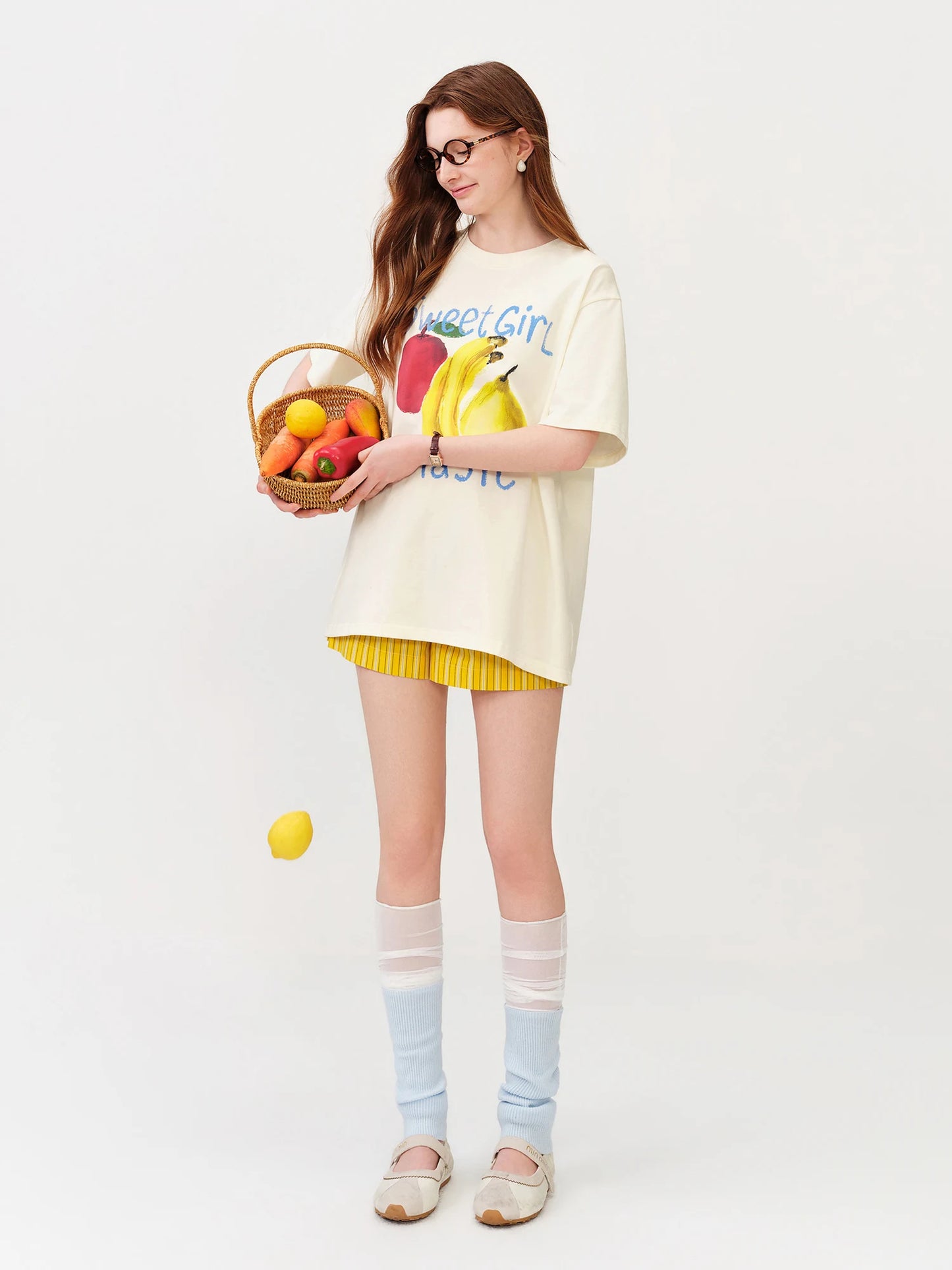 Ivory Fruit Graphic Oversized Tee