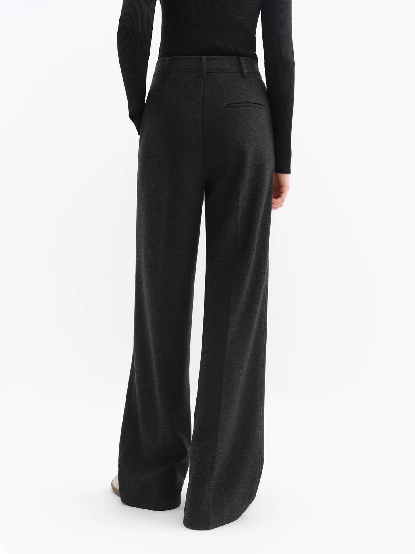 Black Pleated Wide Leg Trousers