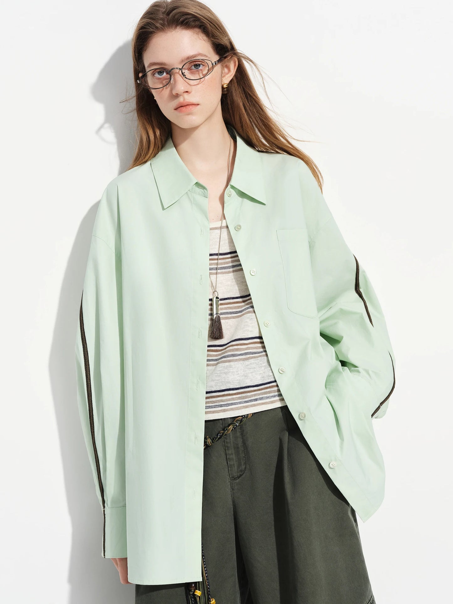 Mint Green Oversized Cotton Shirt