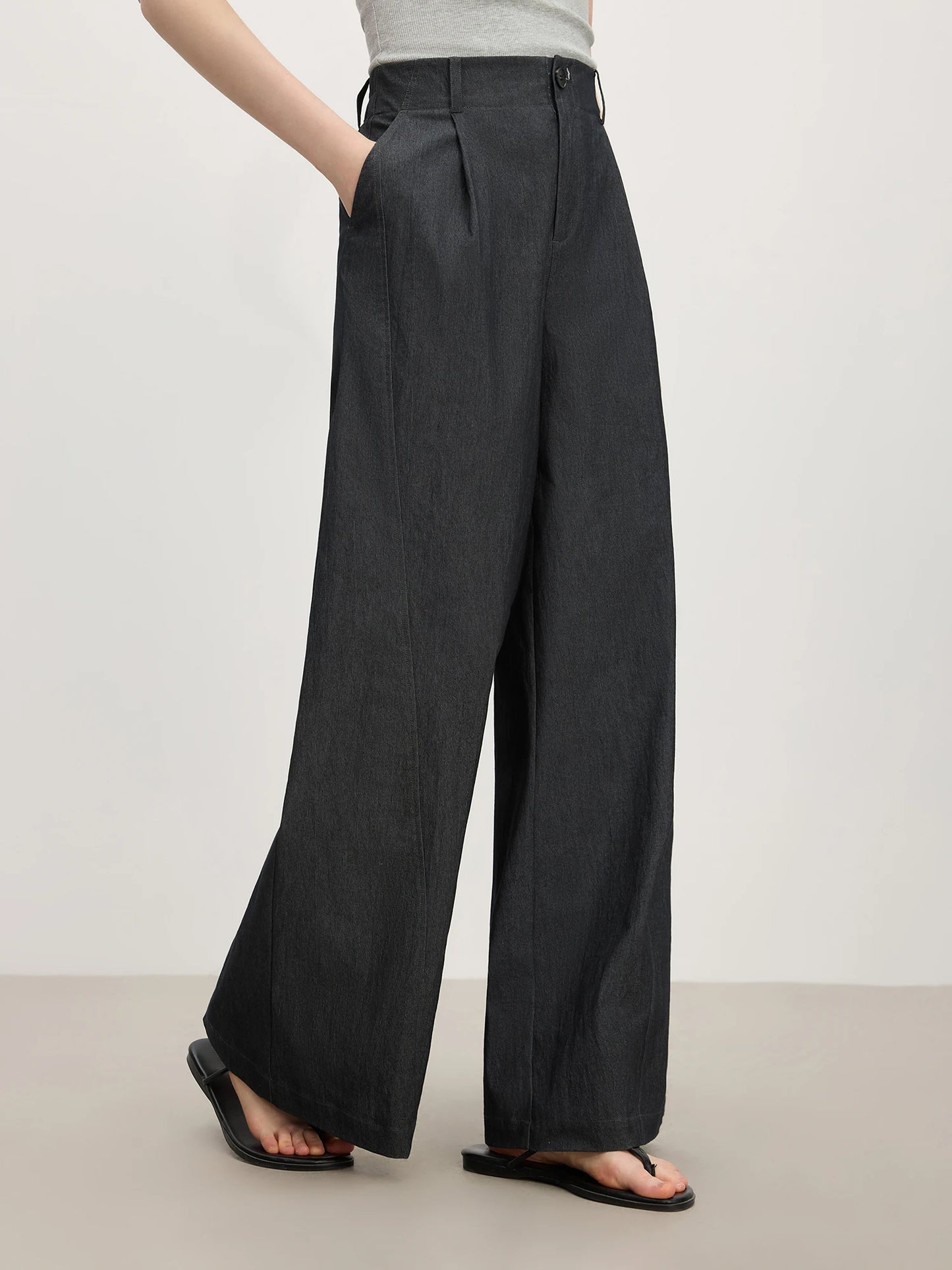 Butter Yellow Pleated Wide Leg Trousers