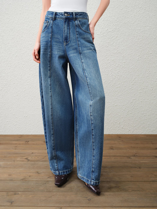 Medium Wash Barrel Leg Jeans