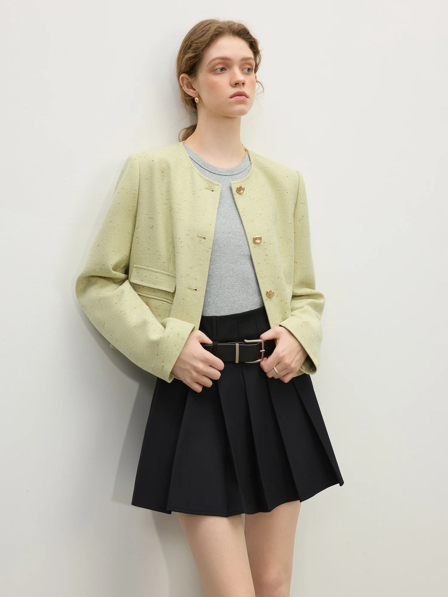 Ivory Tweed Cropped Jacket