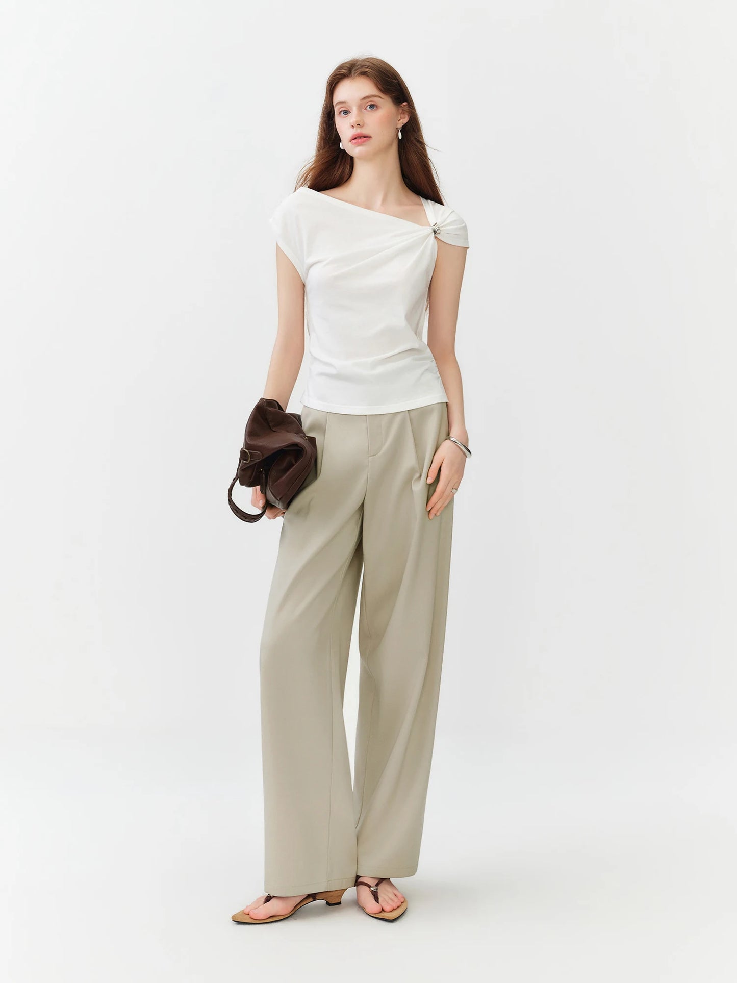 Blush High Waist Wide Leg Trousers