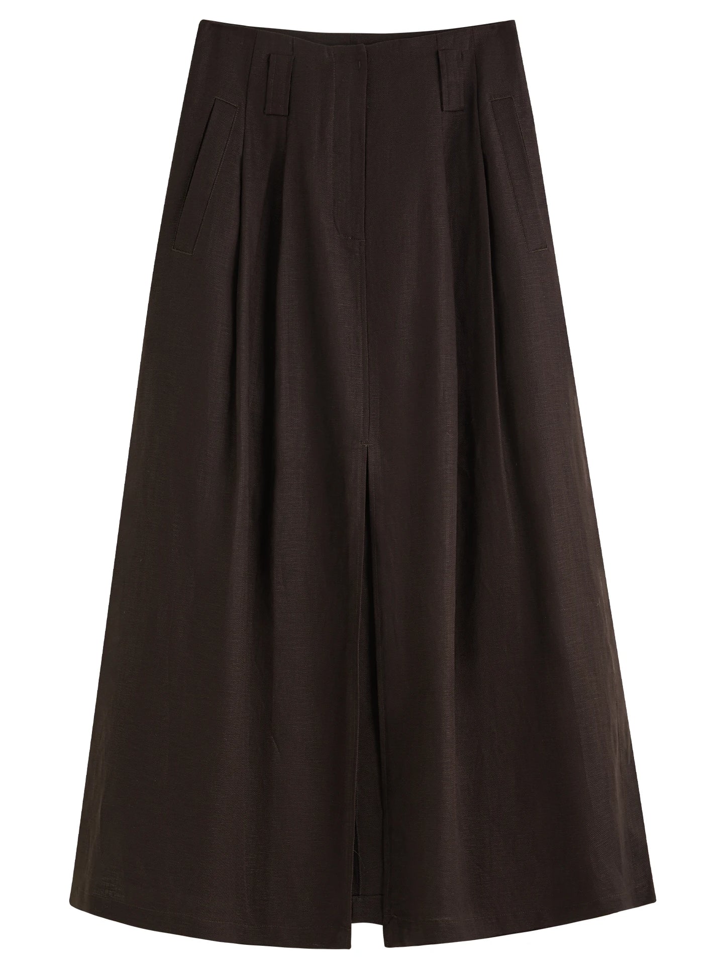 Brown Drawstring Sheer Maxi Skirt